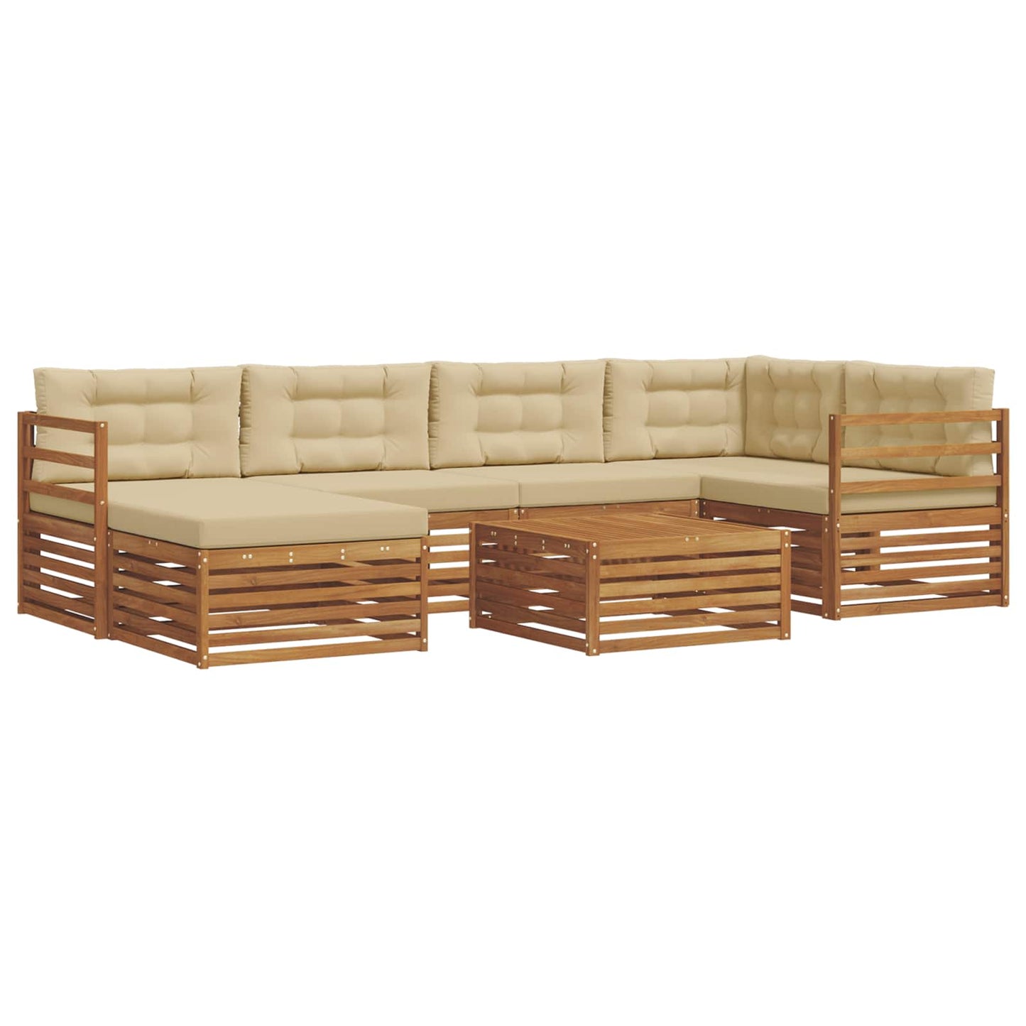 vidaXL Σειρά Καναπέ Εξωτερικού με μαξιλάρι 7 pcs Φυσικό και Μπεζ