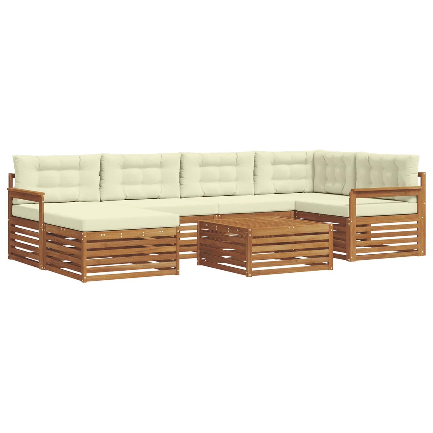 vidaXL Σειρά Καναπέ Εξωτερικού με μαξιλάρι 7 pcs Φυσικό και Κρέμα