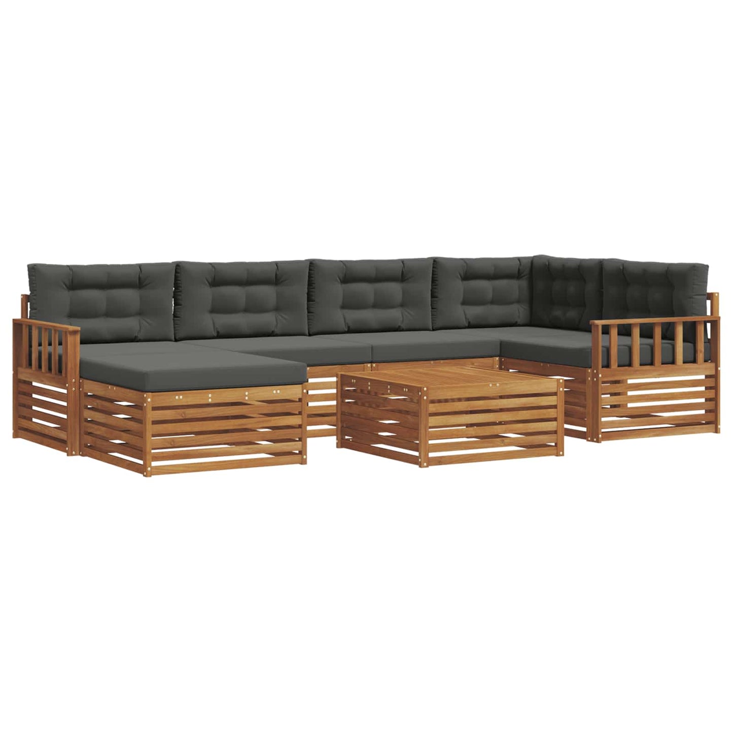 vidaXL Σειρά Καναπέ Εξωτερικού με μαξιλάρι 7 pcs Φυσικό και Ανθρακί