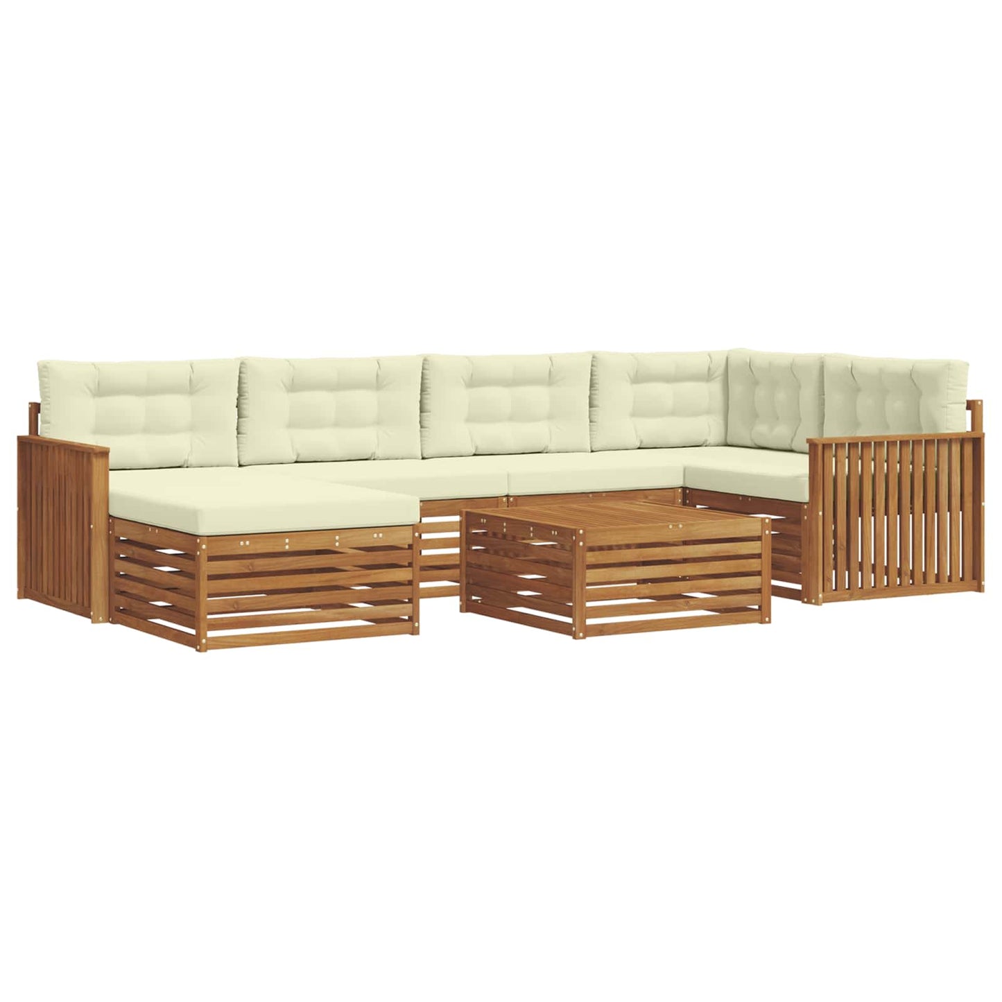 vidaXL Σειρά Καναπέ Εξωτερικού με μαξιλάρι 7 pcs Φυσικό και Κρέμα