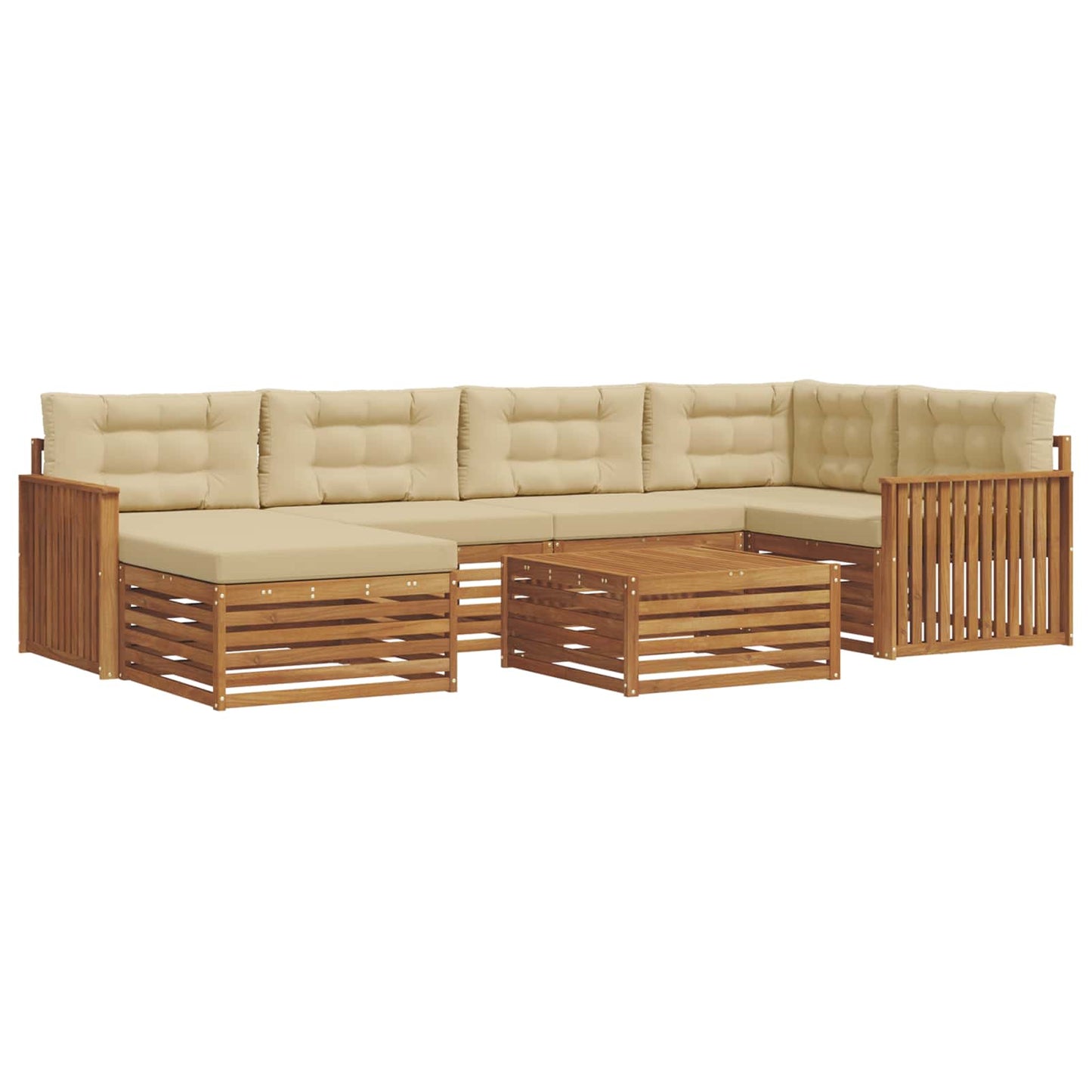 vidaXL Σειρά Καναπέ Εξωτερικού με μαξιλάρι 7 pcs Φυσικό και Μπεζ