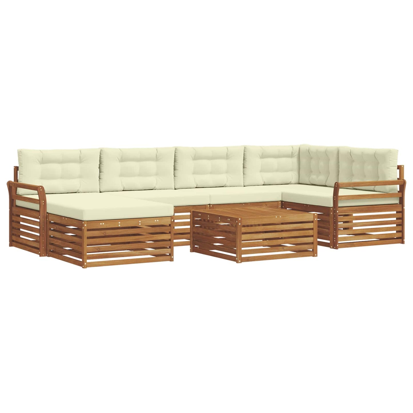 vidaXL Σειρά Καναπέ Εξωτερικού με μαξιλάρι 7 pcs Φυσικό και Κρέμα