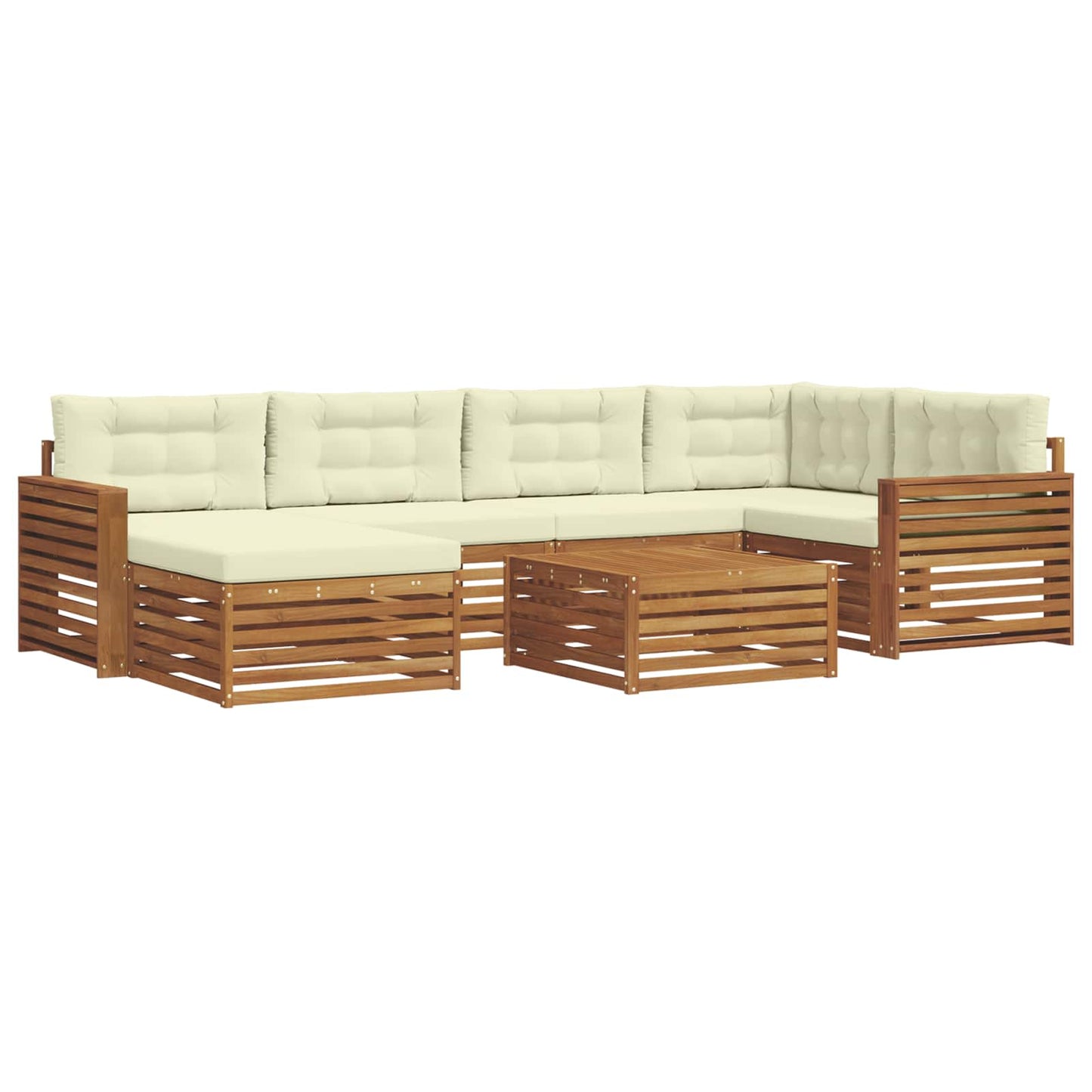 vidaXL Σειρά Καναπέ Εξωτερικού με μαξιλάρι 7 pcs Φυσικό και Κρέμα