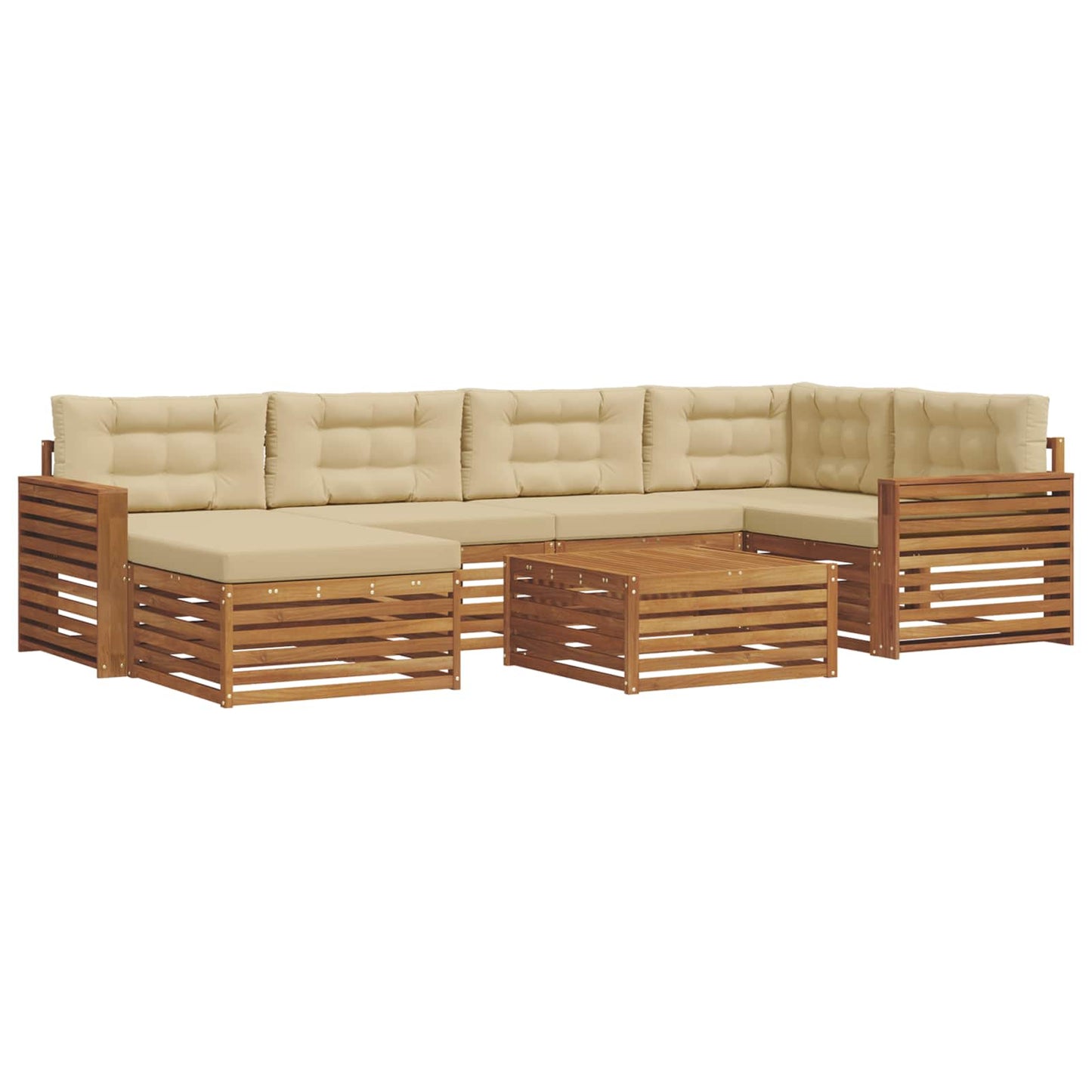 vidaXL Σειρά Καναπέ Εξωτερικού με μαξιλάρι 7 pcs Φυσικό και Μπεζ