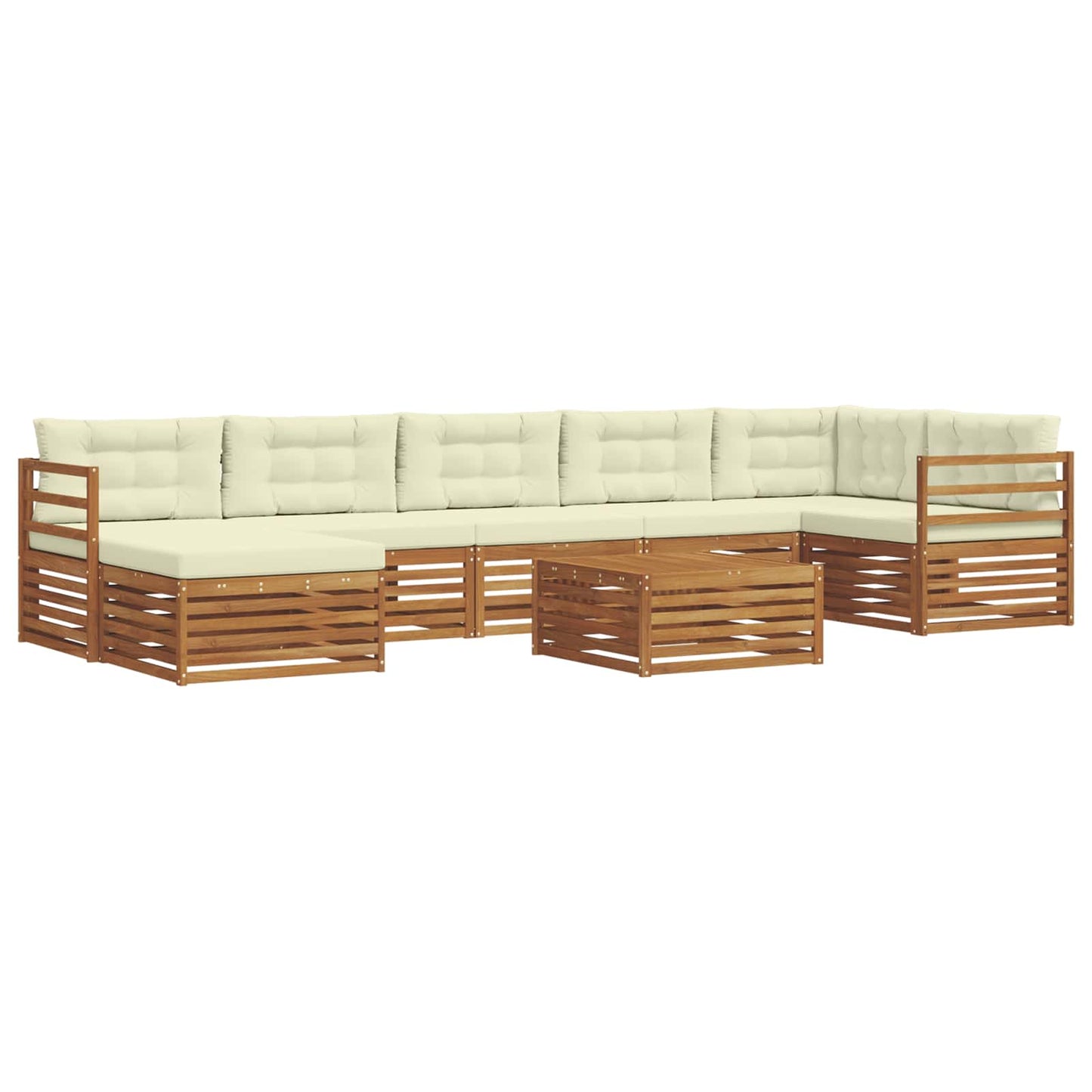 vidaXL Σειρά Καναπέ Εξωτερικού με μαξιλάρι 8 pcs Φυσικό και Κρέμα