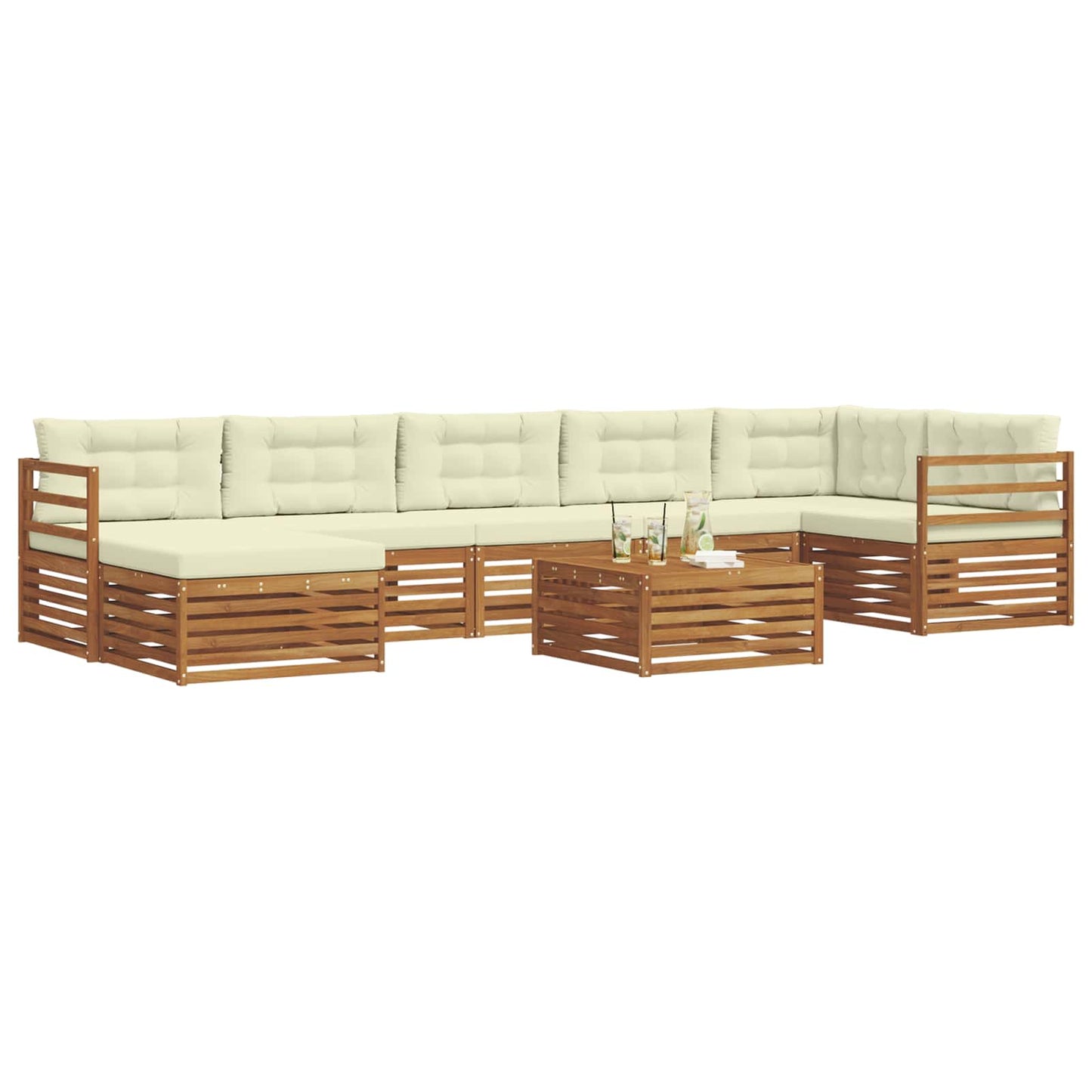 vidaXL Σειρά Καναπέ Εξωτερικού με μαξιλάρι 8 pcs Φυσικό και Κρέμα