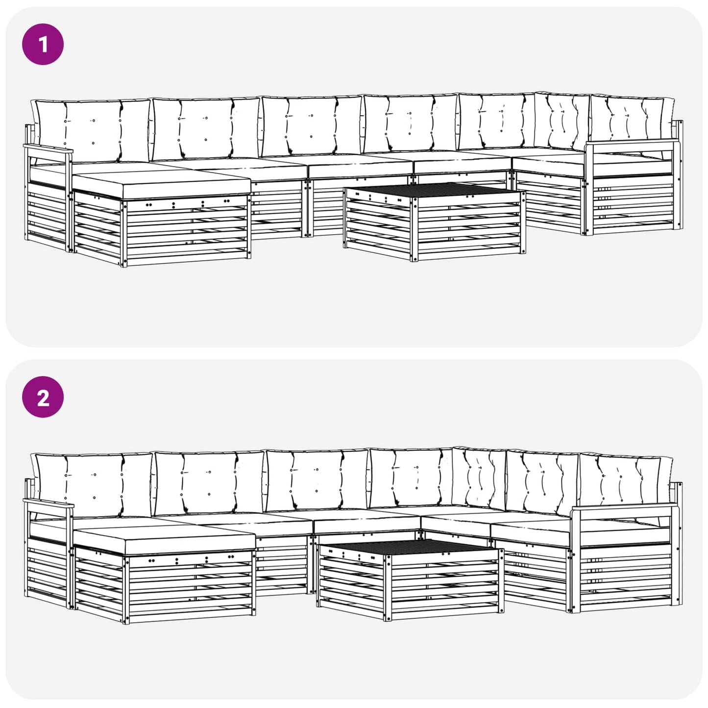 vidaXL Σειρά Καναπέ Εξωτερικού με μαξιλάρι 8 pcs Φυσικό και Μπεζ