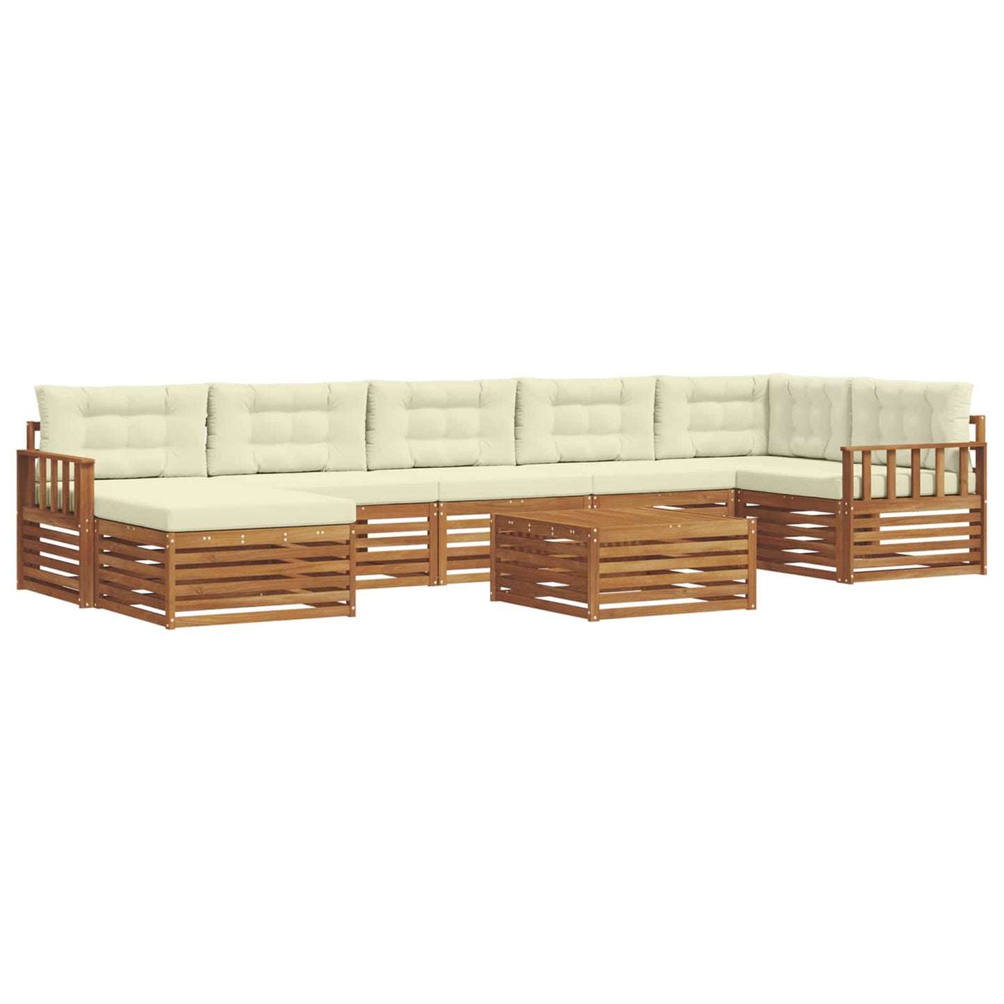 vidaXL Σειρά Καναπέ Εξωτερικού με μαξιλάρι 8 pcs Φυσικό και Κρέμα