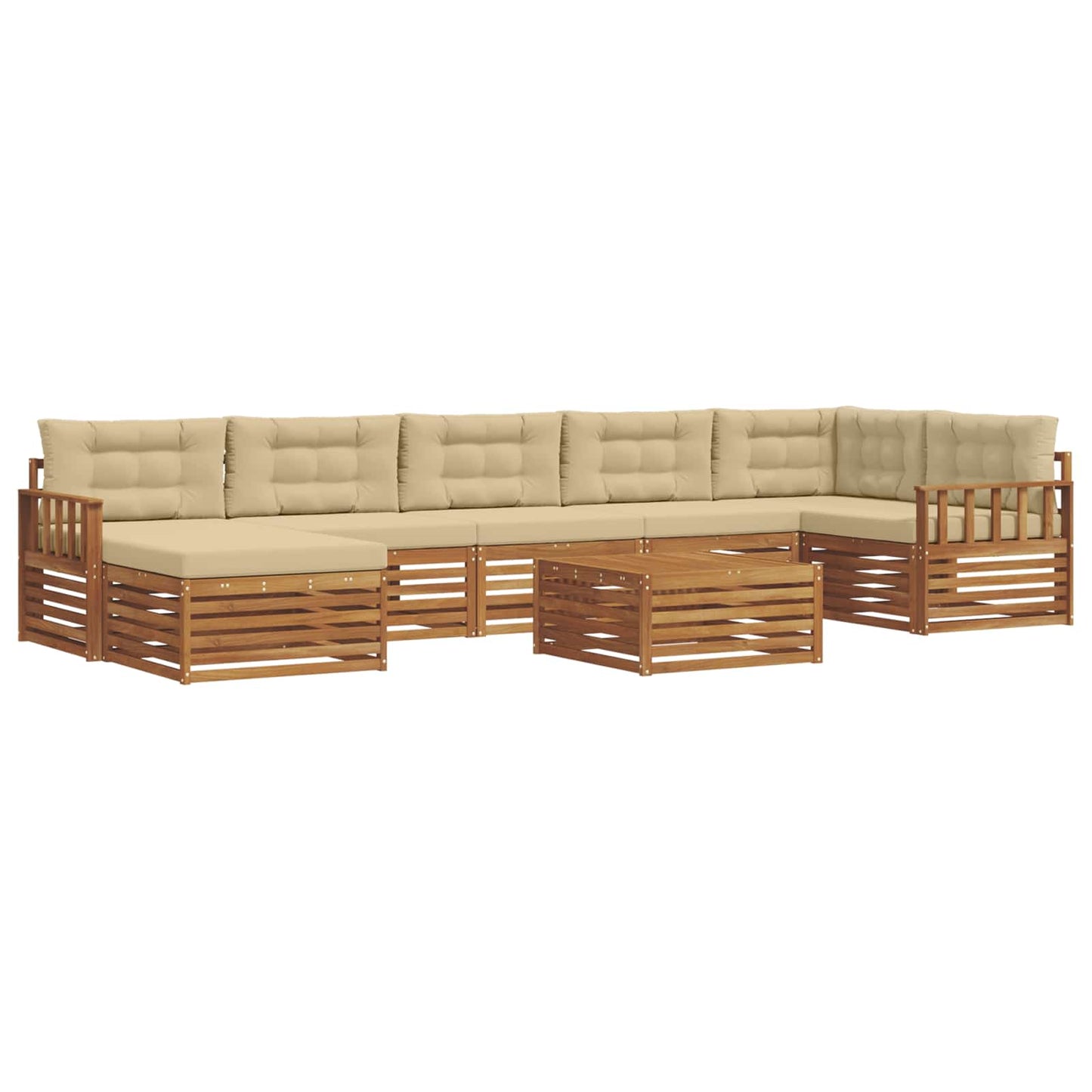 vidaXL Σειρά Καναπέ Εξωτερικού με μαξιλάρι 8 pcs Φυσικό και Μπεζ