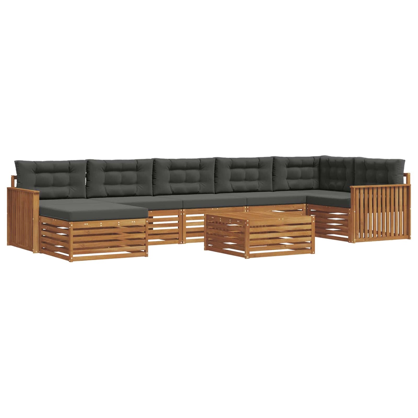 vidaXL Σειρά Καναπέ Εξωτερικού με μαξιλάρι 8 pcs Φυσικό και Ανθρακί