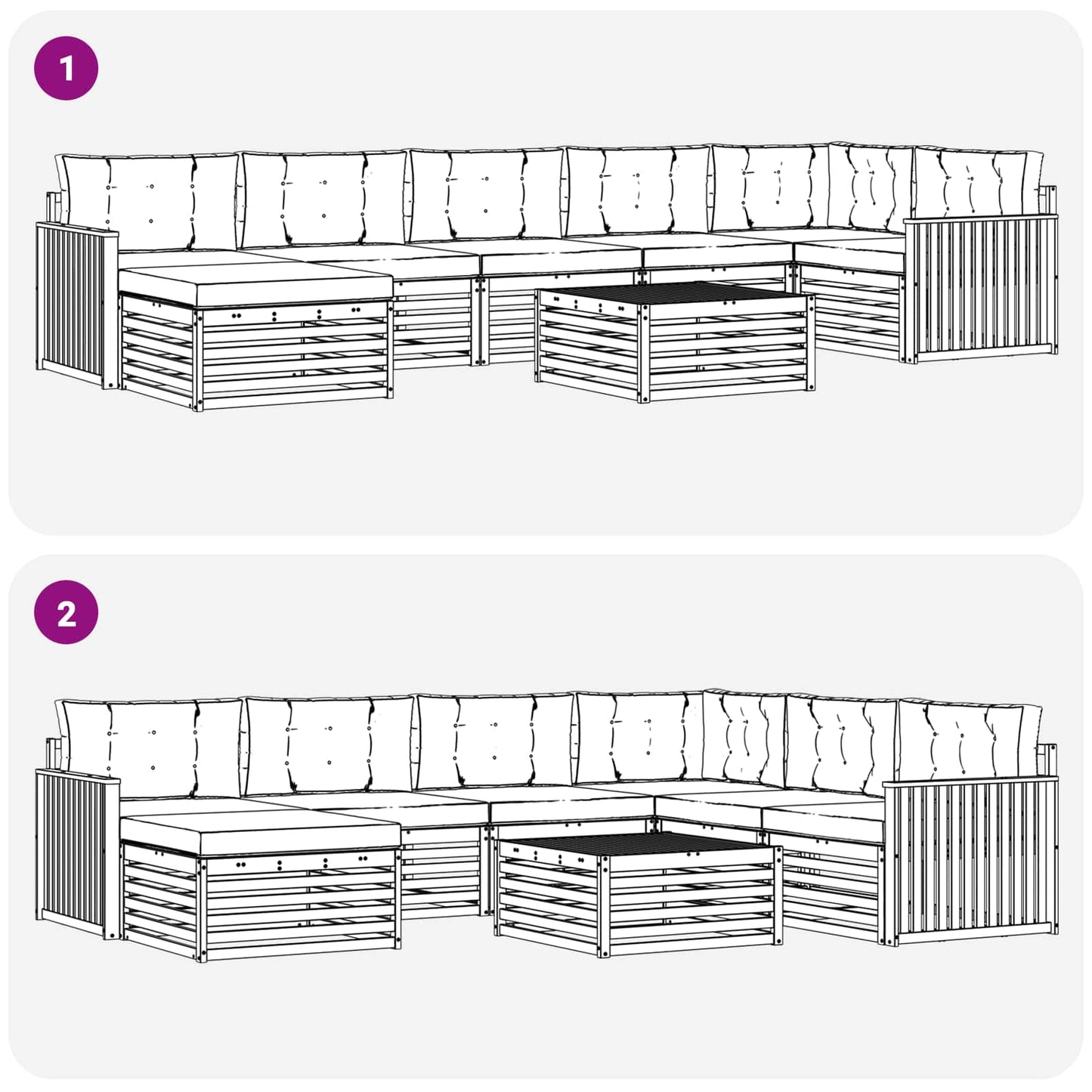 vidaXL Σειρά Καναπέ Εξωτερικού με μαξιλάρι 8 pcs Φυσικό και Ανθρακί