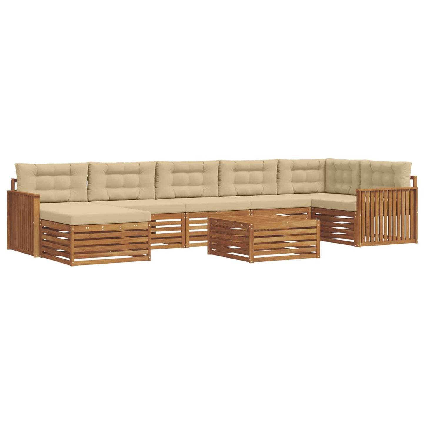 vidaXL Σειρά Καναπέ Εξωτερικού με μαξιλάρι 8 pcs Φυσικό και Μπεζ