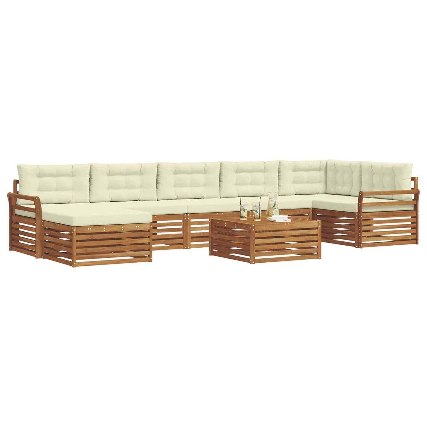 vidaXL Σειρά Καναπέ Εξωτερικού με μαξιλάρι 8 pcs Φυσικό και Κρέμα