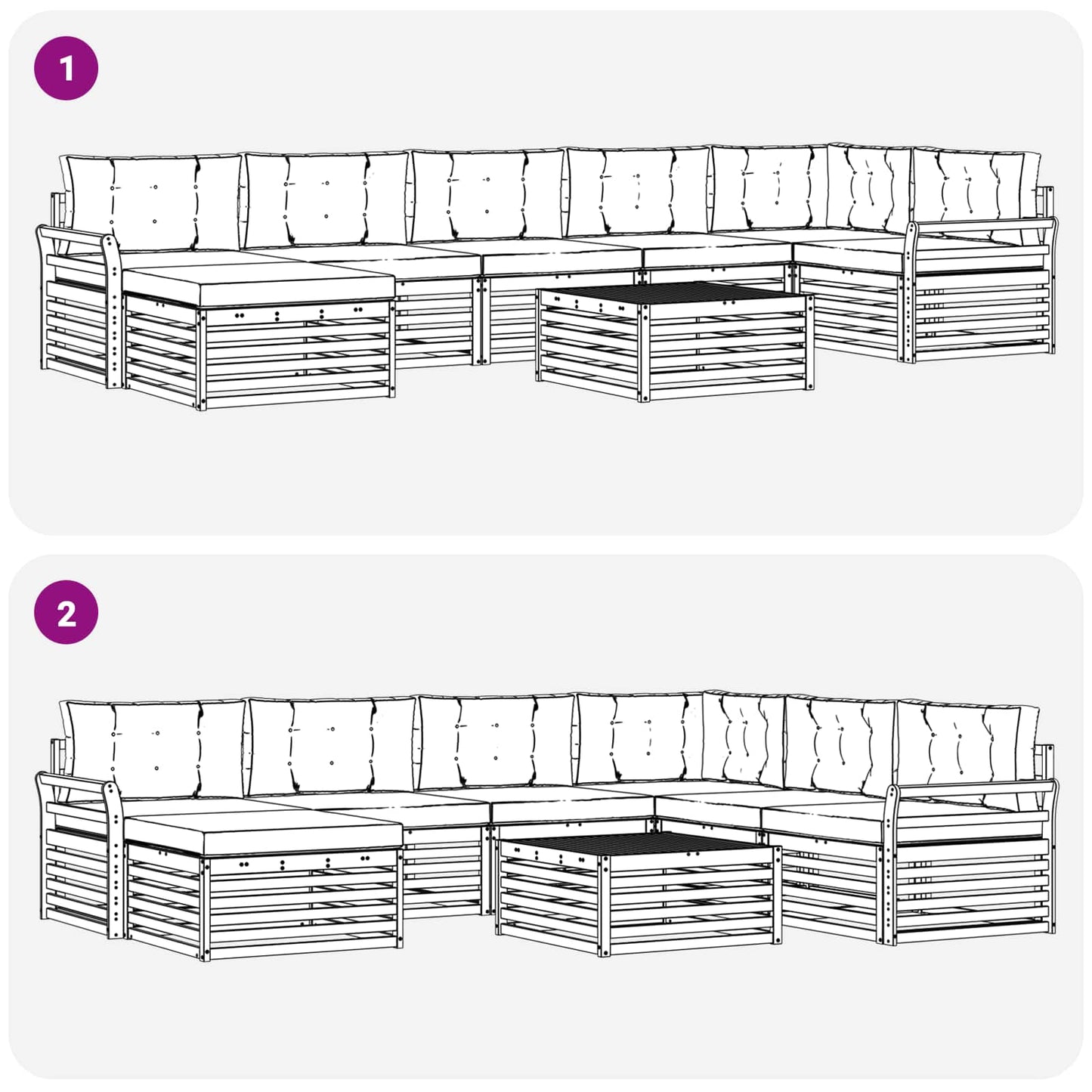 vidaXL Σειρά Καναπέ Εξωτερικού με μαξιλάρι 8 pcs Φυσικό και Ανθρακί