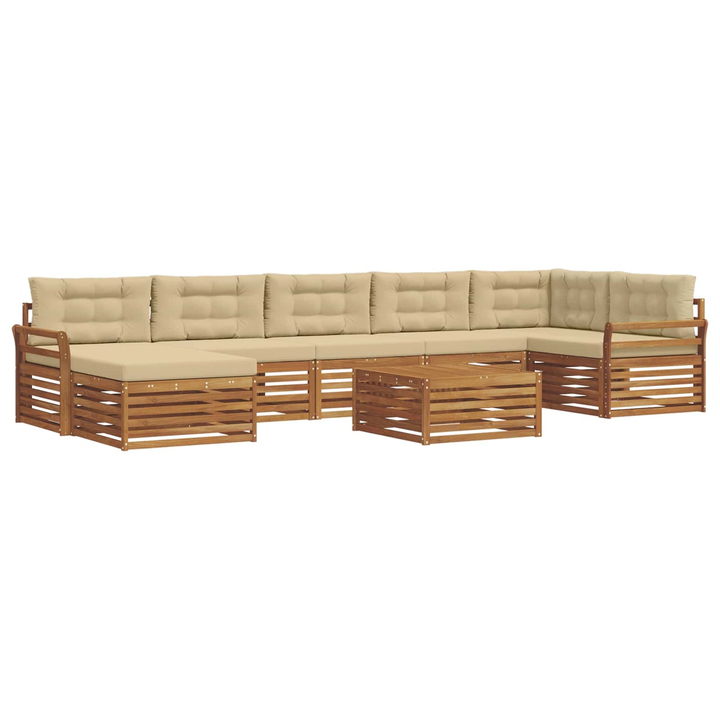 vidaXL Σειρά Καναπέ Εξωτερικού με μαξιλάρι 8 pcs Φυσικό και Μπεζ