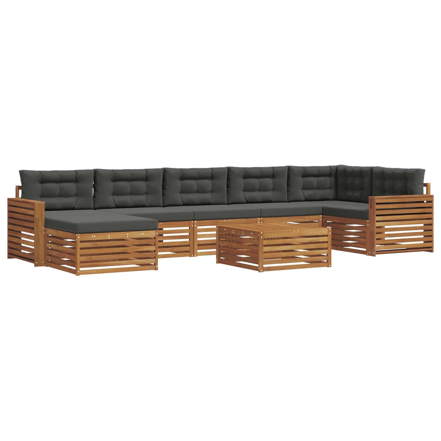 vidaXL Σειρά Καναπέ Εξωτερικού με μαξιλάρι 8 pcs Φυσικό και Ανθρακί