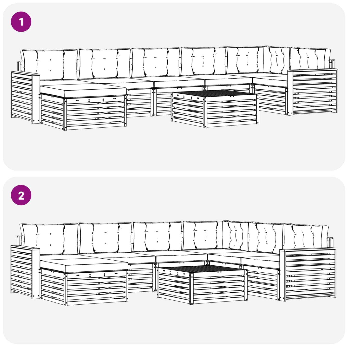 vidaXL Σειρά Καναπέ Εξωτερικού με μαξιλάρι 8 pcs Φυσικό και Ανθρακί