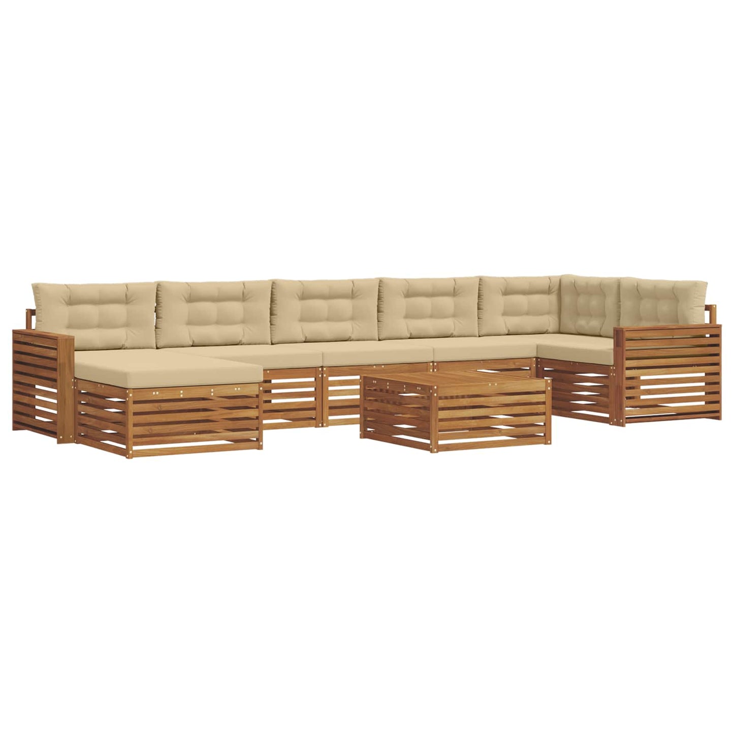 vidaXL Σειρά Καναπέ Εξωτερικού με μαξιλάρι 8 pcs Φυσικό και Μπεζ