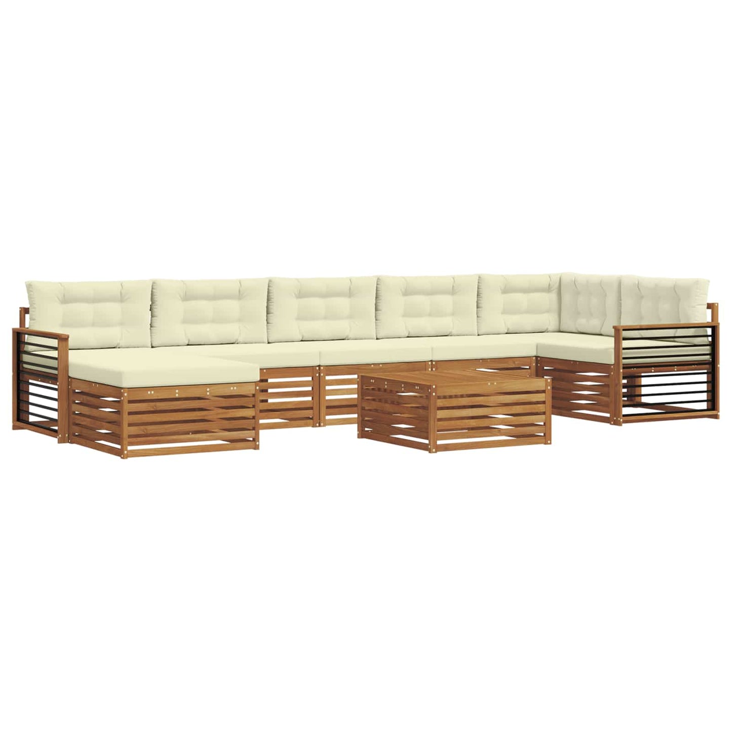 vidaXL Σειρά Καναπέ Εξωτερικού με μαξιλάρι 8 pcs Φυσικό και Κρέμα