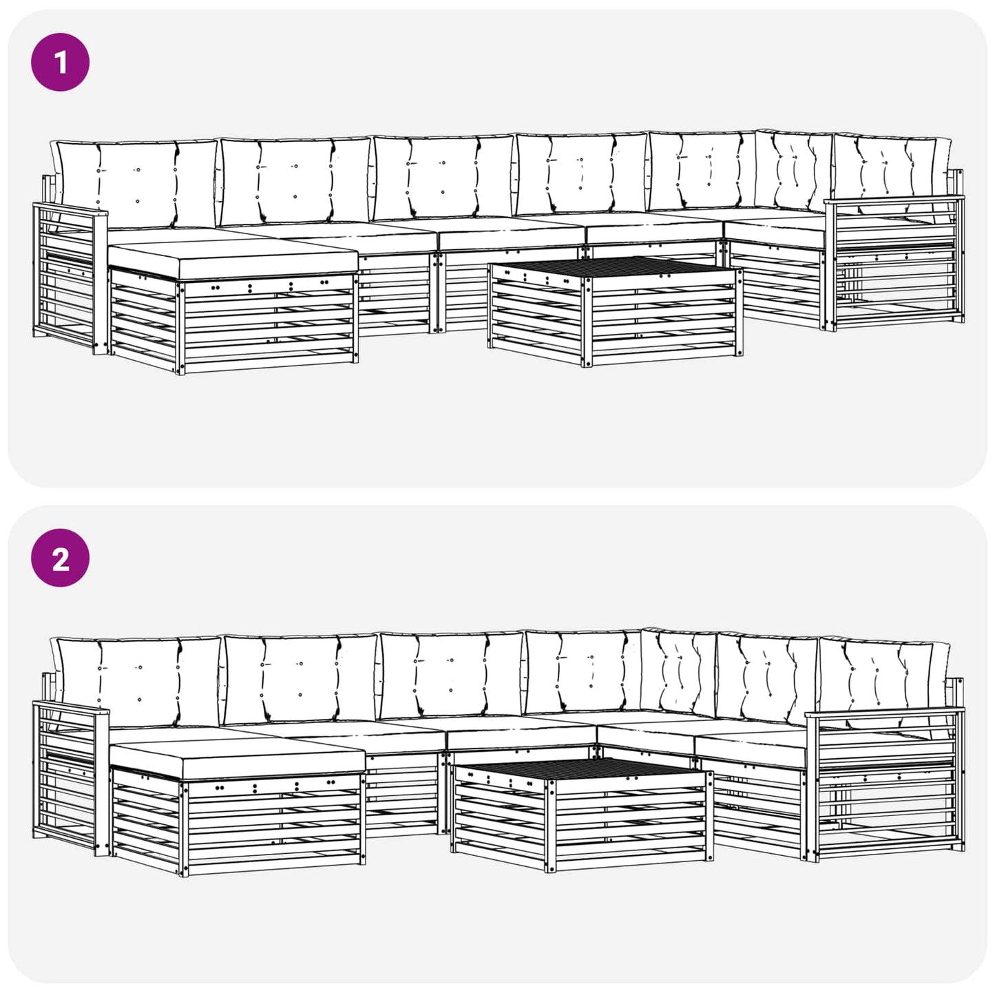 vidaXL Σειρά Καναπέ Εξωτερικού με μαξιλάρι 8 pcs Φυσικό και Κρέμα