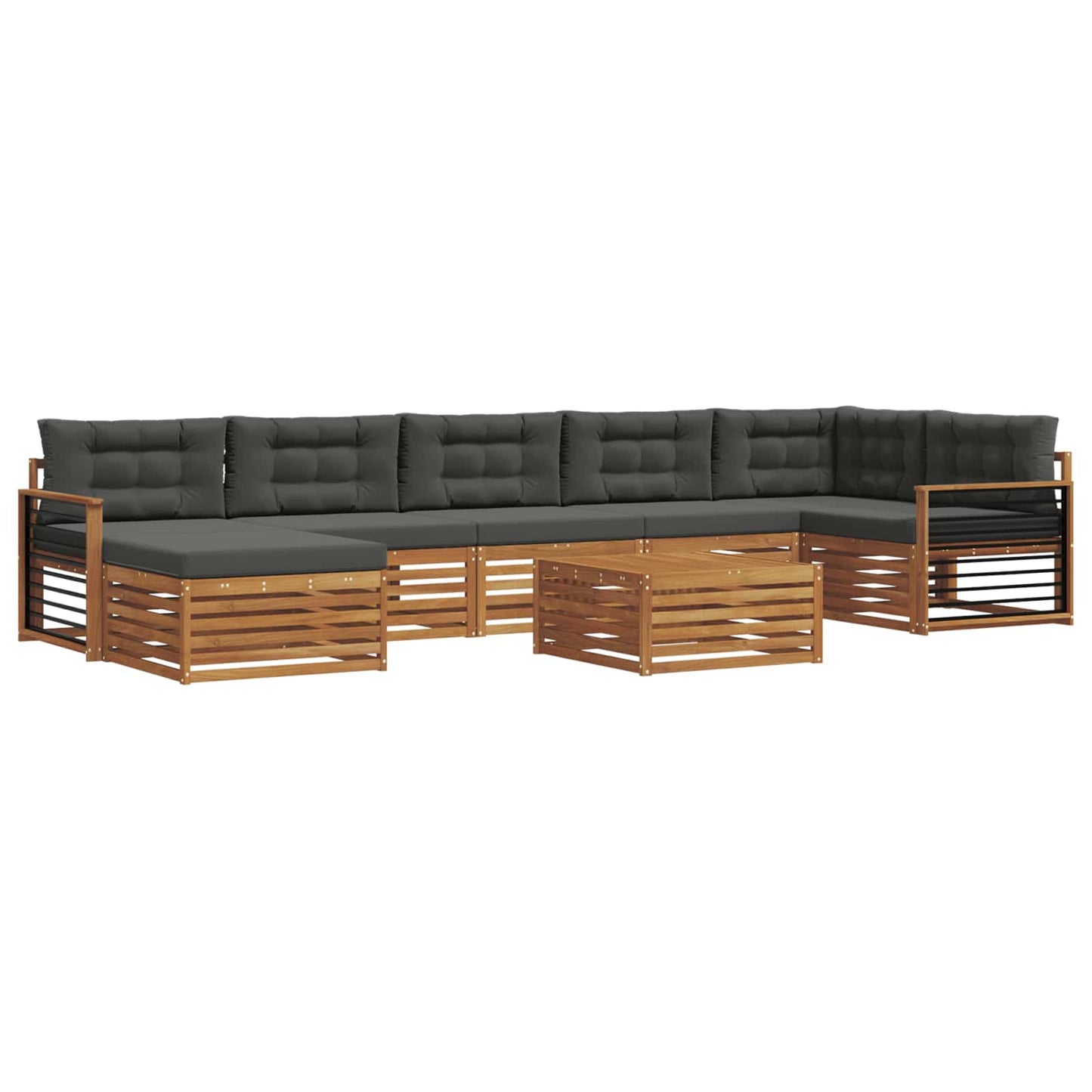 vidaXL Σειρά Καναπέ Εξωτερικού με μαξιλάρι 8 pcs Φυσικό και Ανθρακί