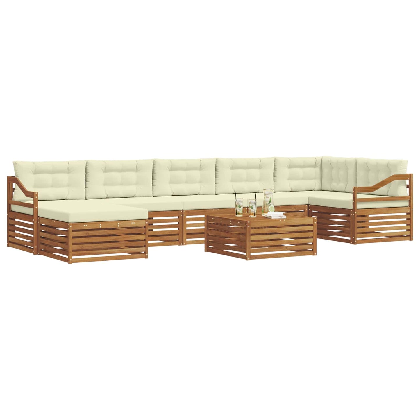 vidaXL Σειρά Καναπέ Εξωτερικού με μαξιλάρι 8 pcs Φυσικό και Κρέμα