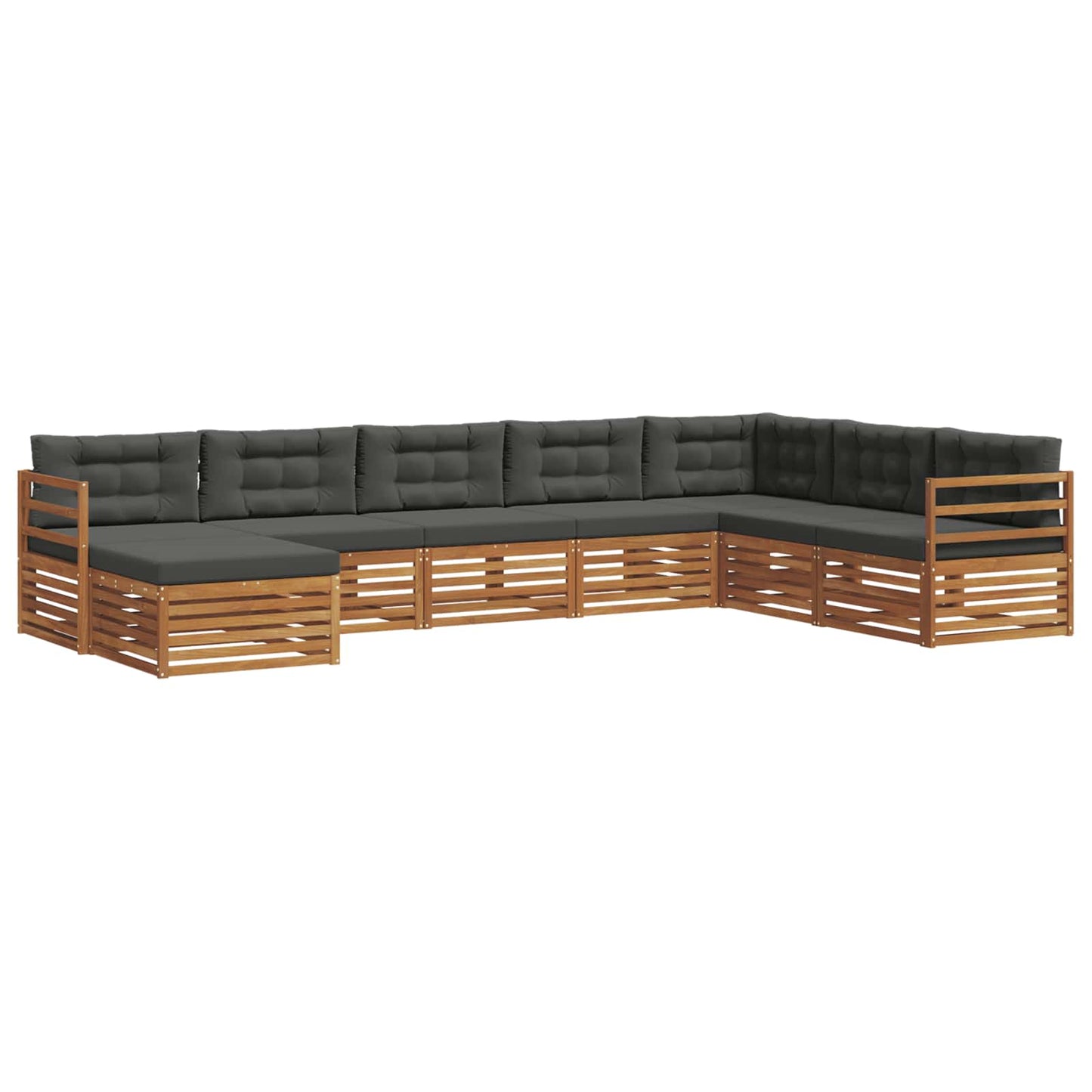 vidaXL Σειρά Καναπέ Εξωτερικού με μαξιλάρι 8 pcs Φυσικό και Ανθρακί