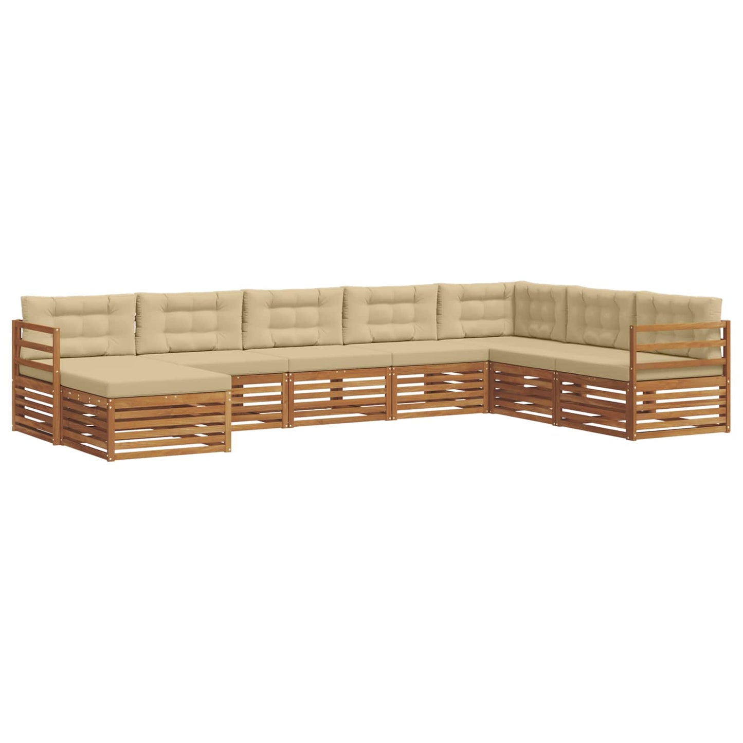 vidaXL Σειρά Καναπέ Εξωτερικού με μαξιλάρι 8 pcs Φυσικό και Μπεζ