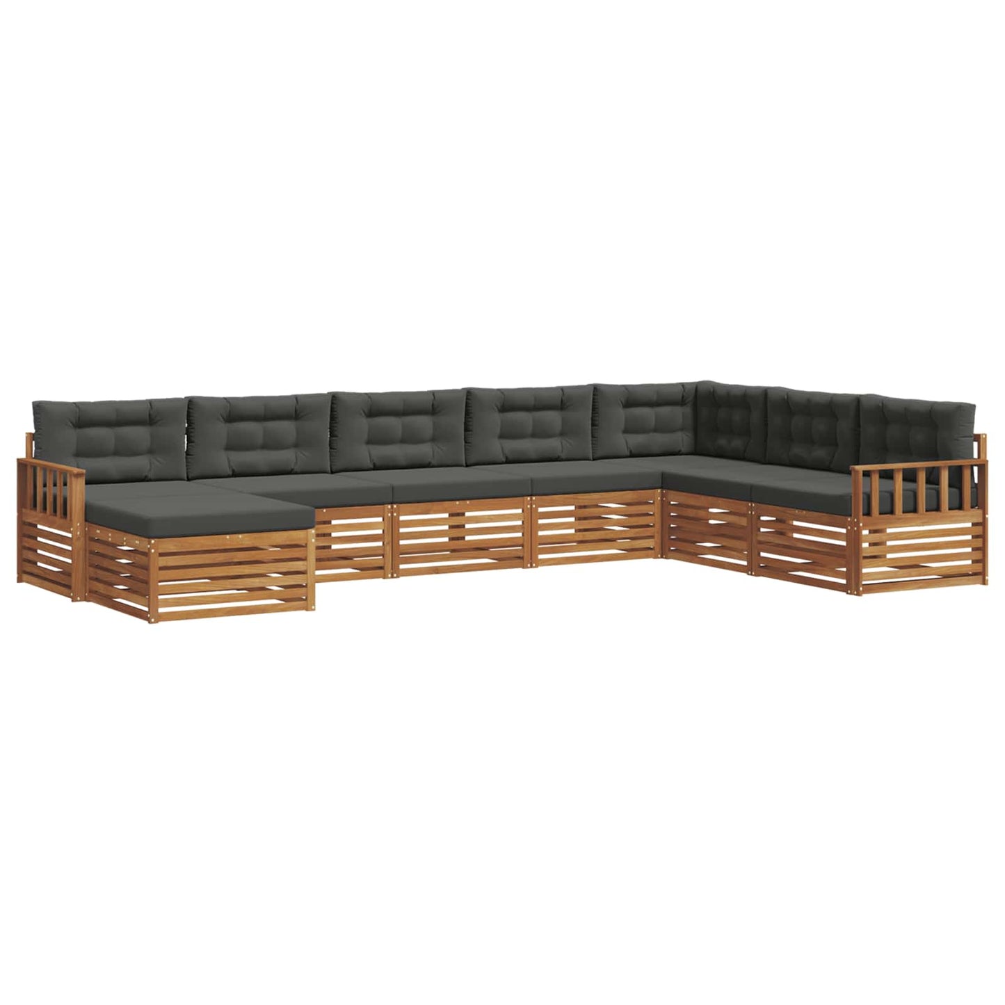 vidaXL Σειρά Καναπέ Εξωτερικού με μαξιλάρι 8 pcs Φυσικό και Ανθρακί