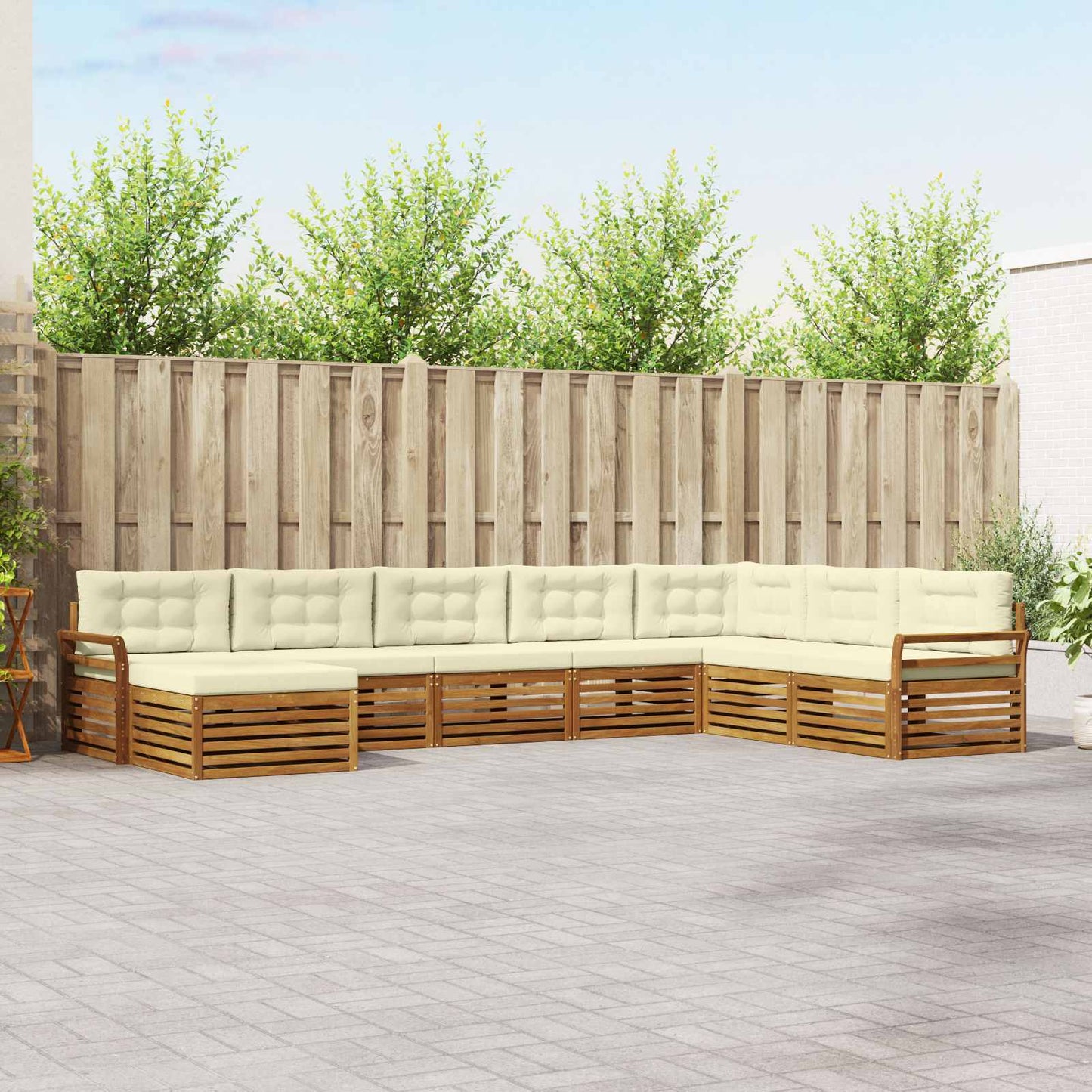 vidaXL Σειρά Καναπέ Εξωτερικού με μαξιλάρι 8 pcs Φυσικό και Κρέμα