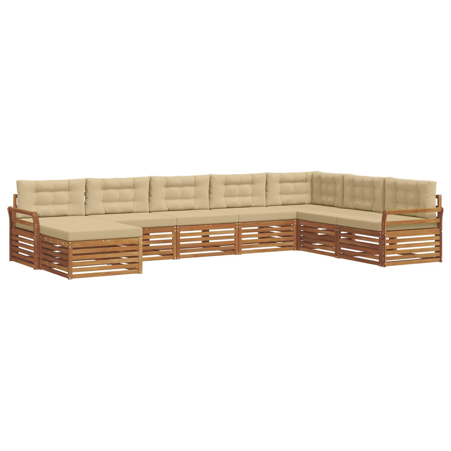 vidaXL Σειρά Καναπέ Εξωτερικού με μαξιλάρι 8 pcs Φυσικό και Μπεζ