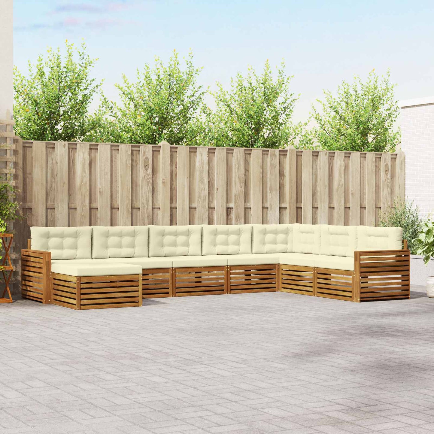 vidaXL Σειρά Καναπέ Εξωτερικού με μαξιλάρι 8 pcs Φυσικό και Κρέμα