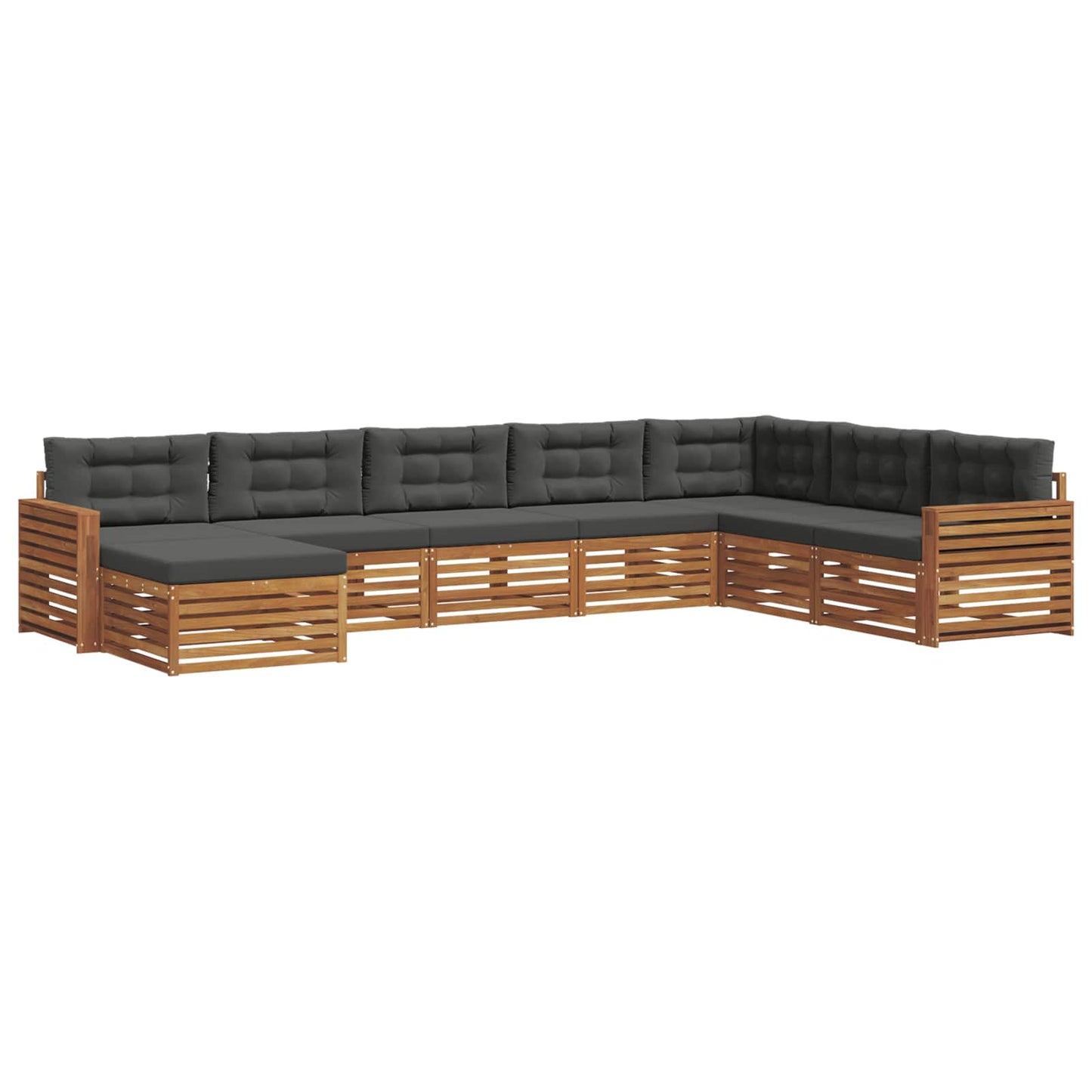 vidaXL Σειρά Καναπέ Εξωτερικού με μαξιλάρι 8 pcs Φυσικό και Ανθρακί