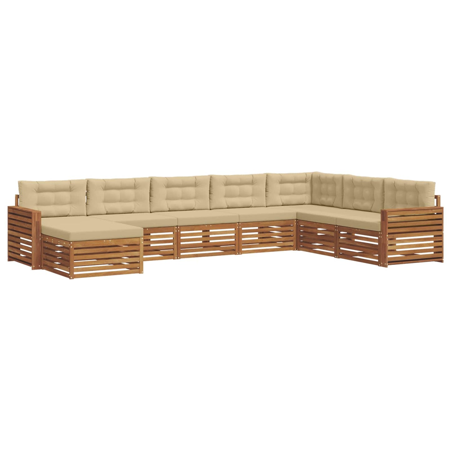 vidaXL Σειρά Καναπέ Εξωτερικού με μαξιλάρι 8 pcs Φυσικό και Μπεζ