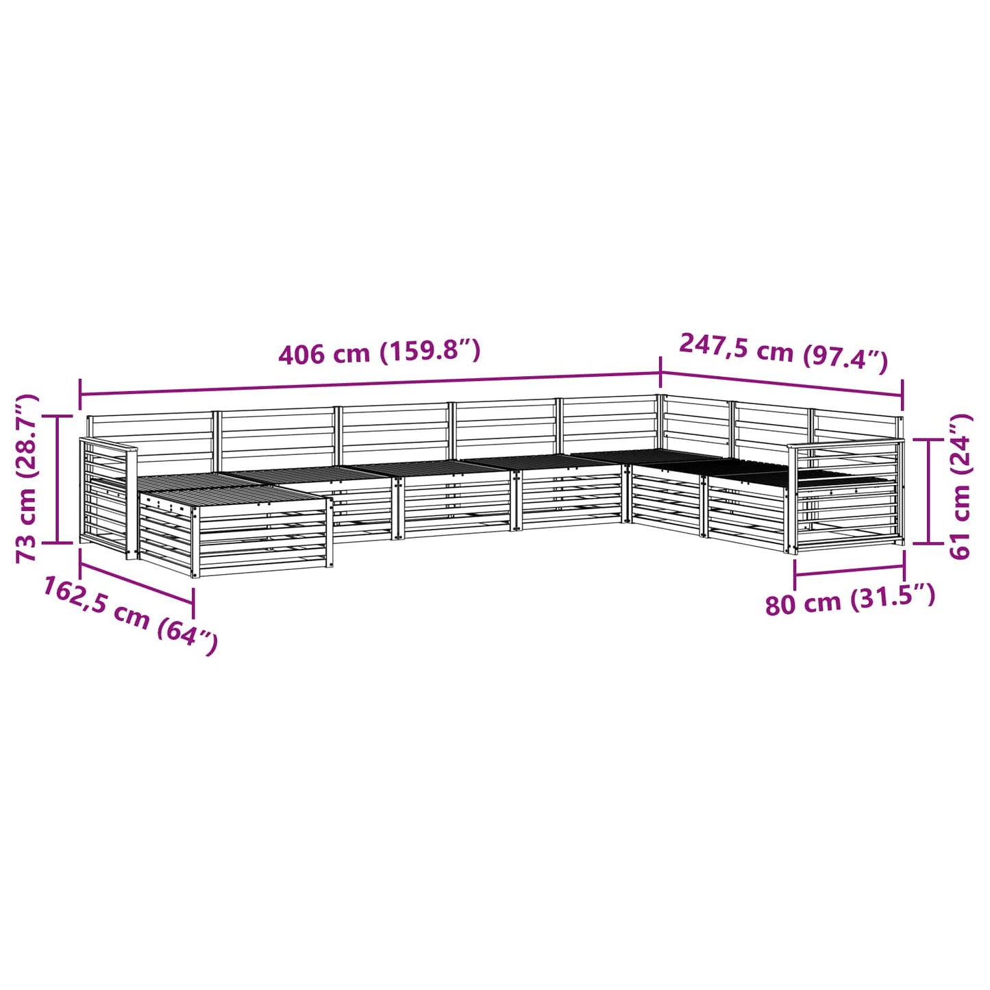 vidaXL Σετ Καναπέ 8 pcs Φυσικό Στερεό Ξύλο Ακακίας