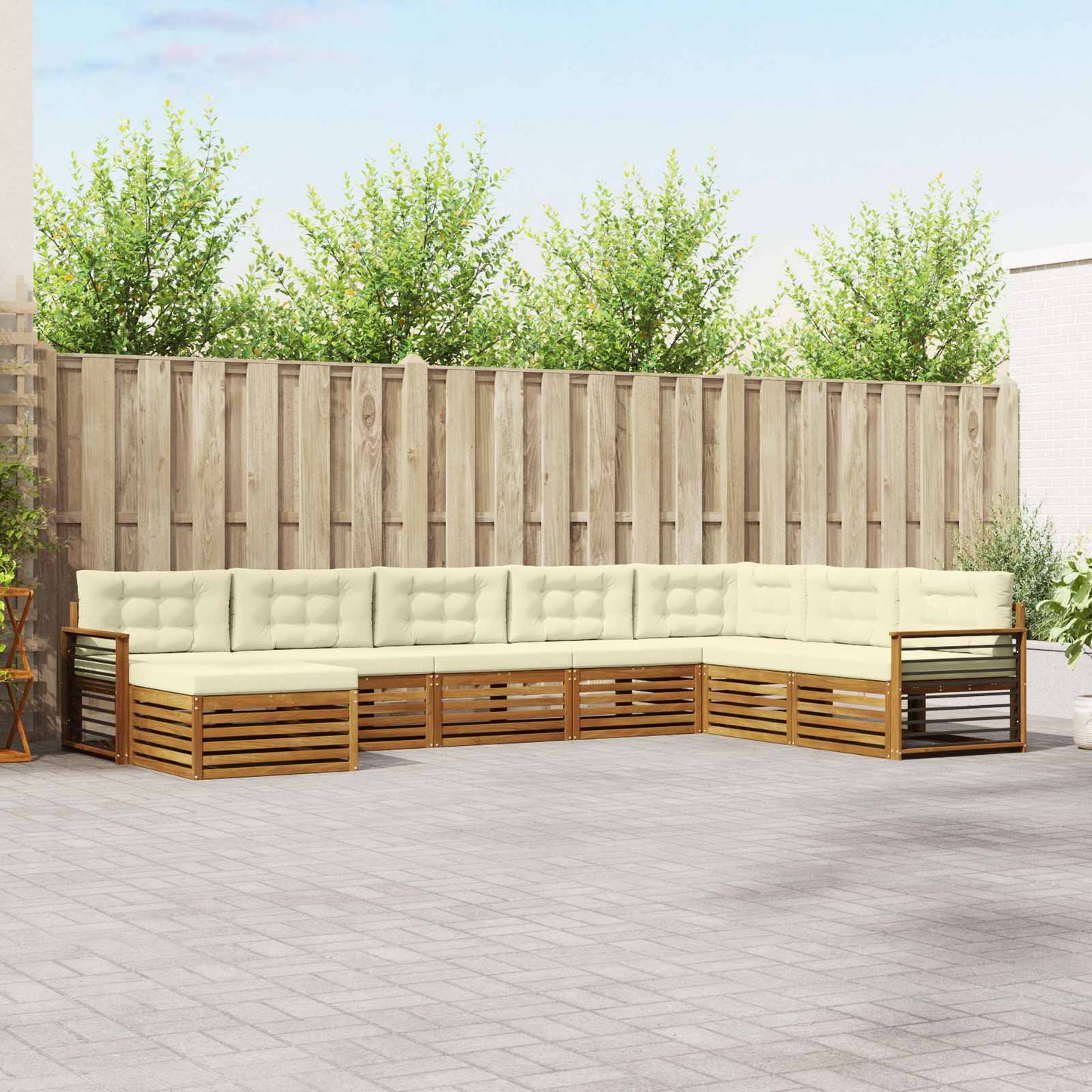 vidaXL Σειρά Καναπέ Εξωτερικού με μαξιλάρι 8 pcs Φυσικό και Κρέμα