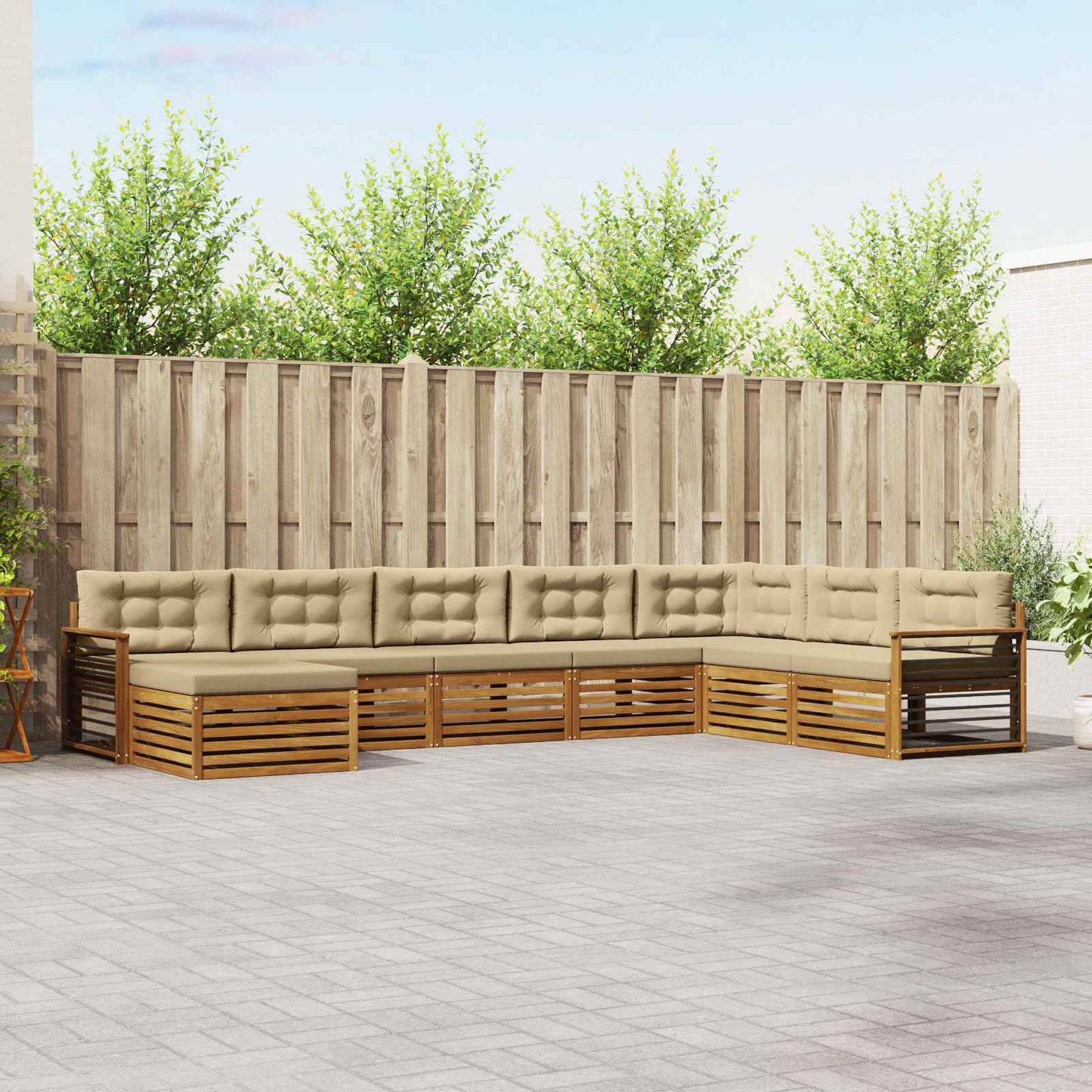 vidaXL Σειρά Καναπέ Εξωτερικού με μαξιλάρι 8 pcs Φυσικό και Μπεζ