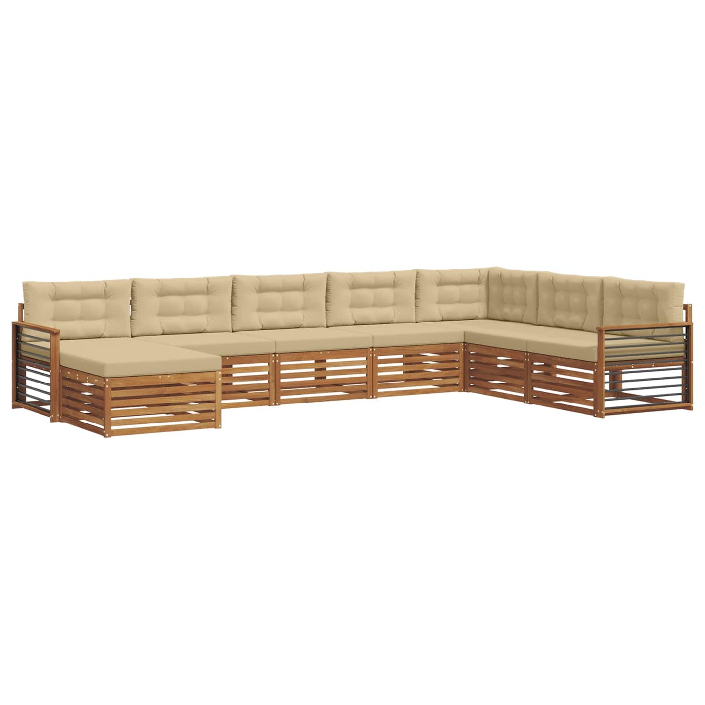vidaXL Σειρά Καναπέ Εξωτερικού με μαξιλάρι 8 pcs Φυσικό και Μπεζ