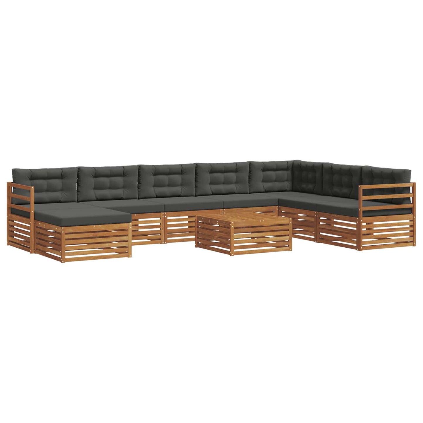 vidaXL Σειρά Καναπέ Εξωτερικού με μαξιλάρι 9 pcs Φυσικό και Ανθρακί