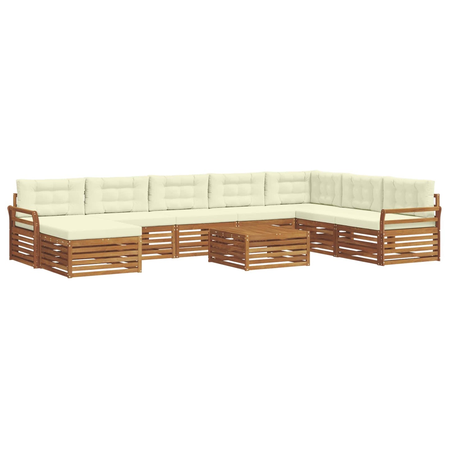 vidaXL Σειρά Καναπέ Εξωτερικού με μαξιλάρι 9 pcs Φυσικό και Κρέμα