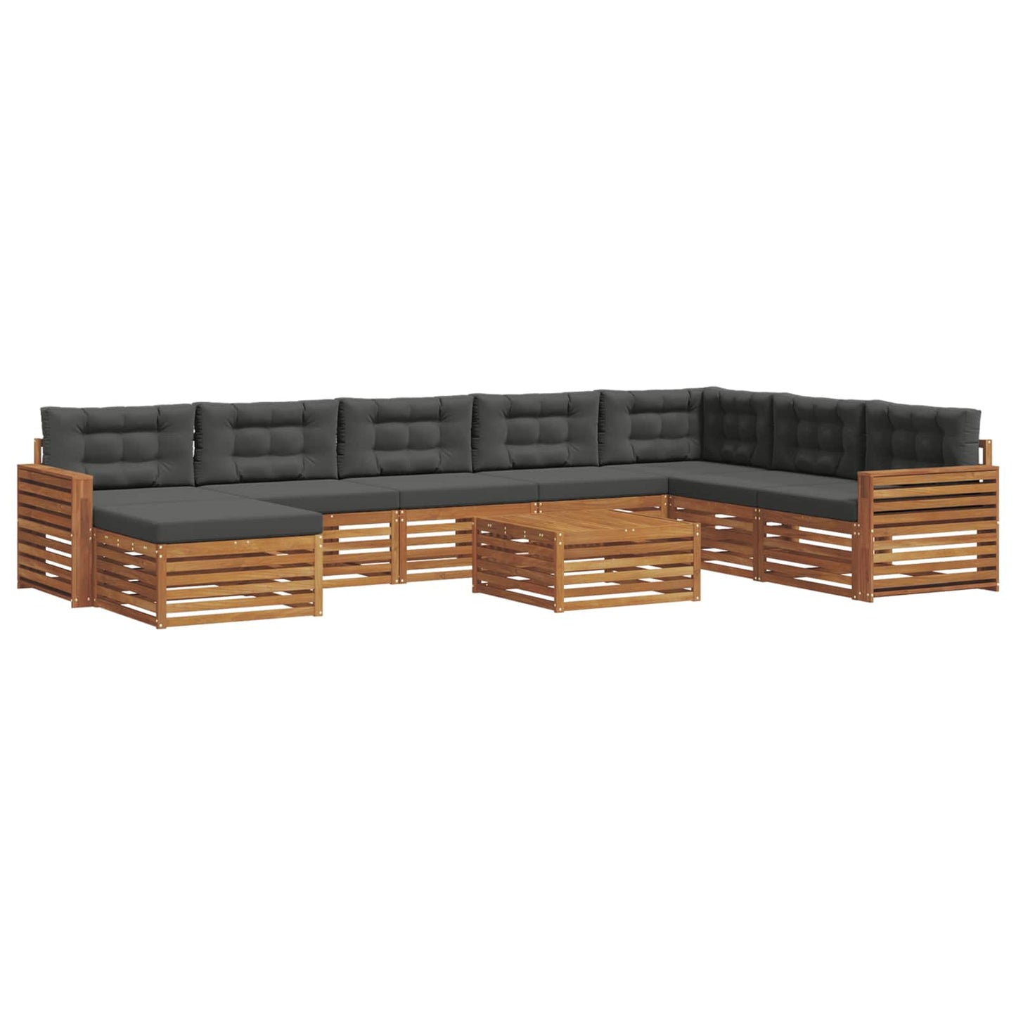vidaXL Σειρά Καναπέ Εξωτερικού με μαξιλάρι 9 pcs Φυσικό και Ανθρακί