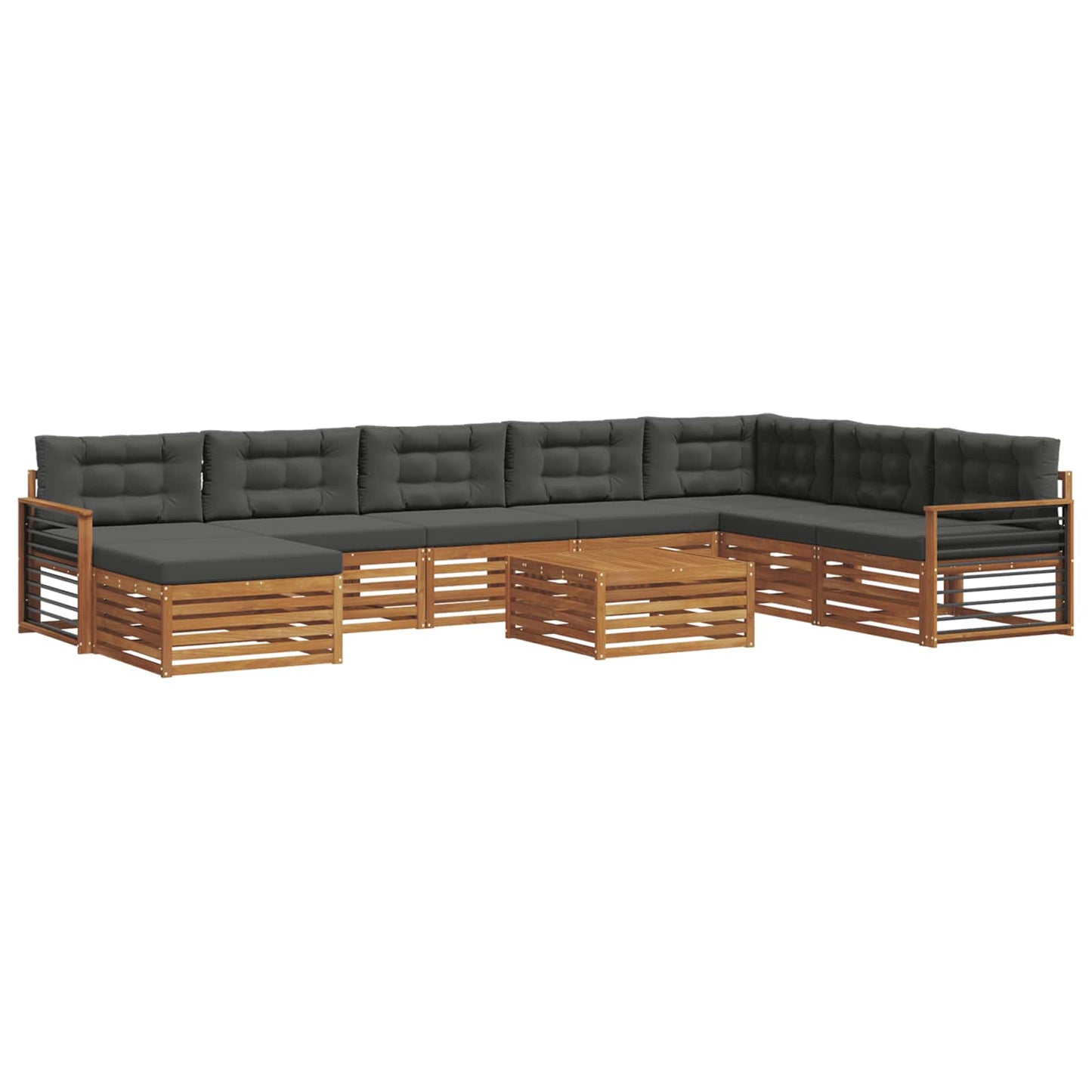 vidaXL Σειρά Καναπέ Εξωτερικού με μαξιλάρι 9 pcs Φυσικό και Ανθρακί