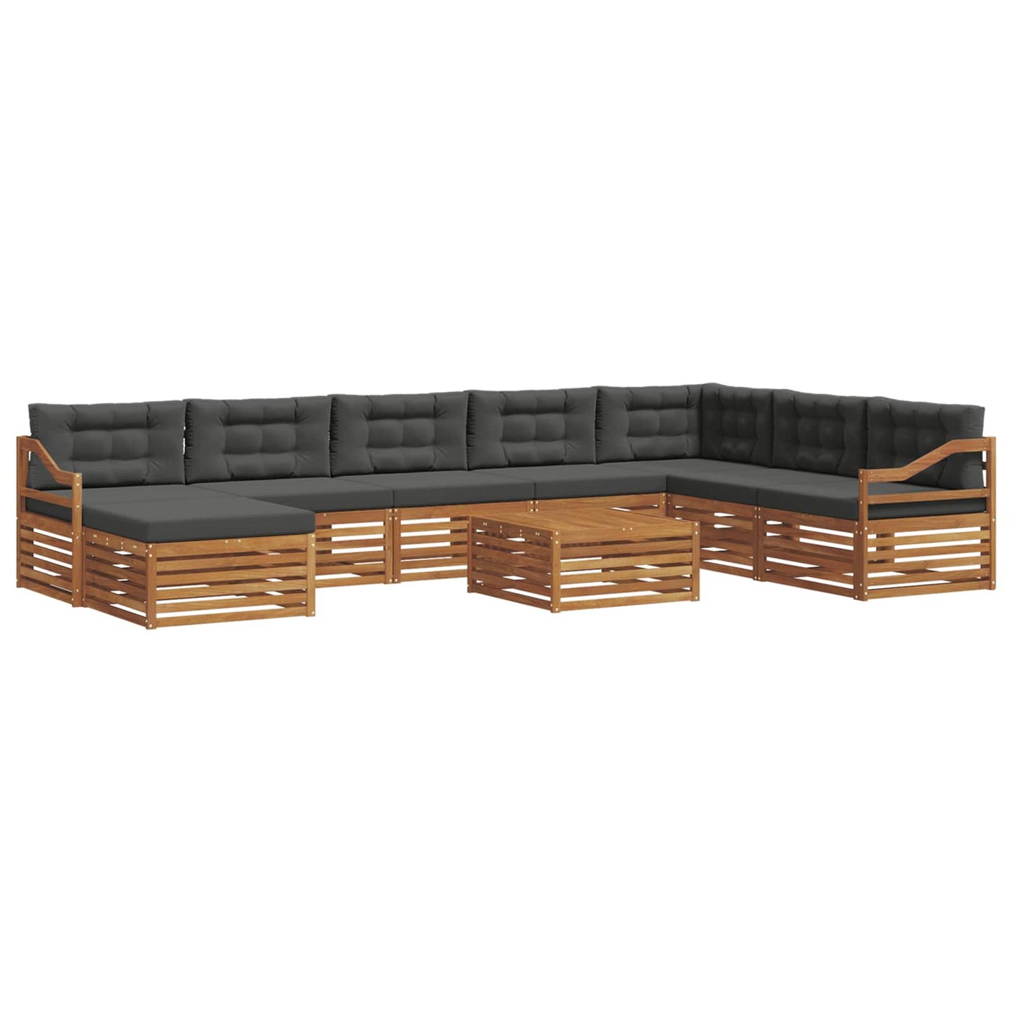 vidaXL Σειρά Καναπέ Εξωτερικού με μαξιλάρι 9 pcs Φυσικό και Ανθρακί