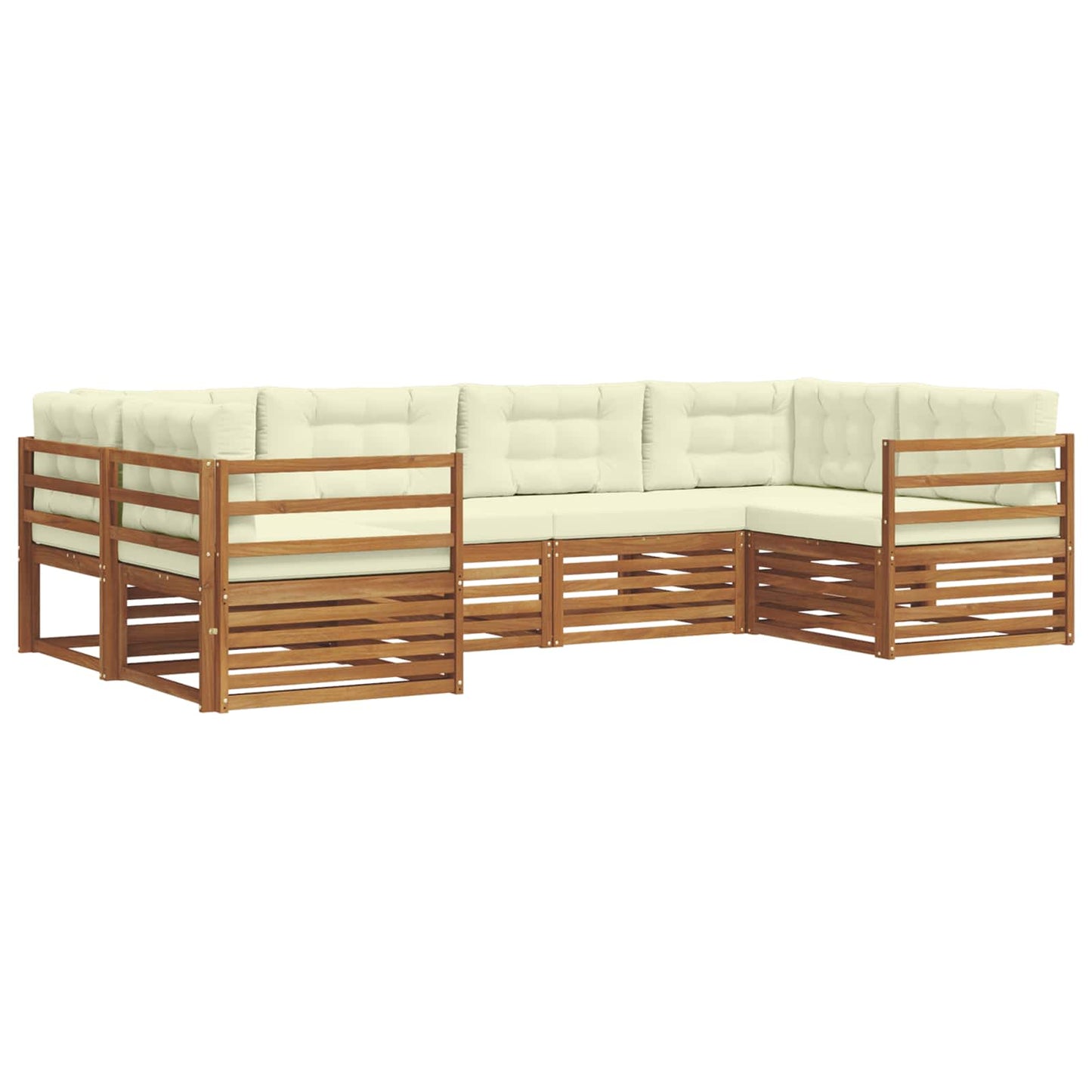 vidaXL Σειρά Καναπέ Εξωτερικού με μαξιλάρι 6 pcs Φυσικό και Κρέμα