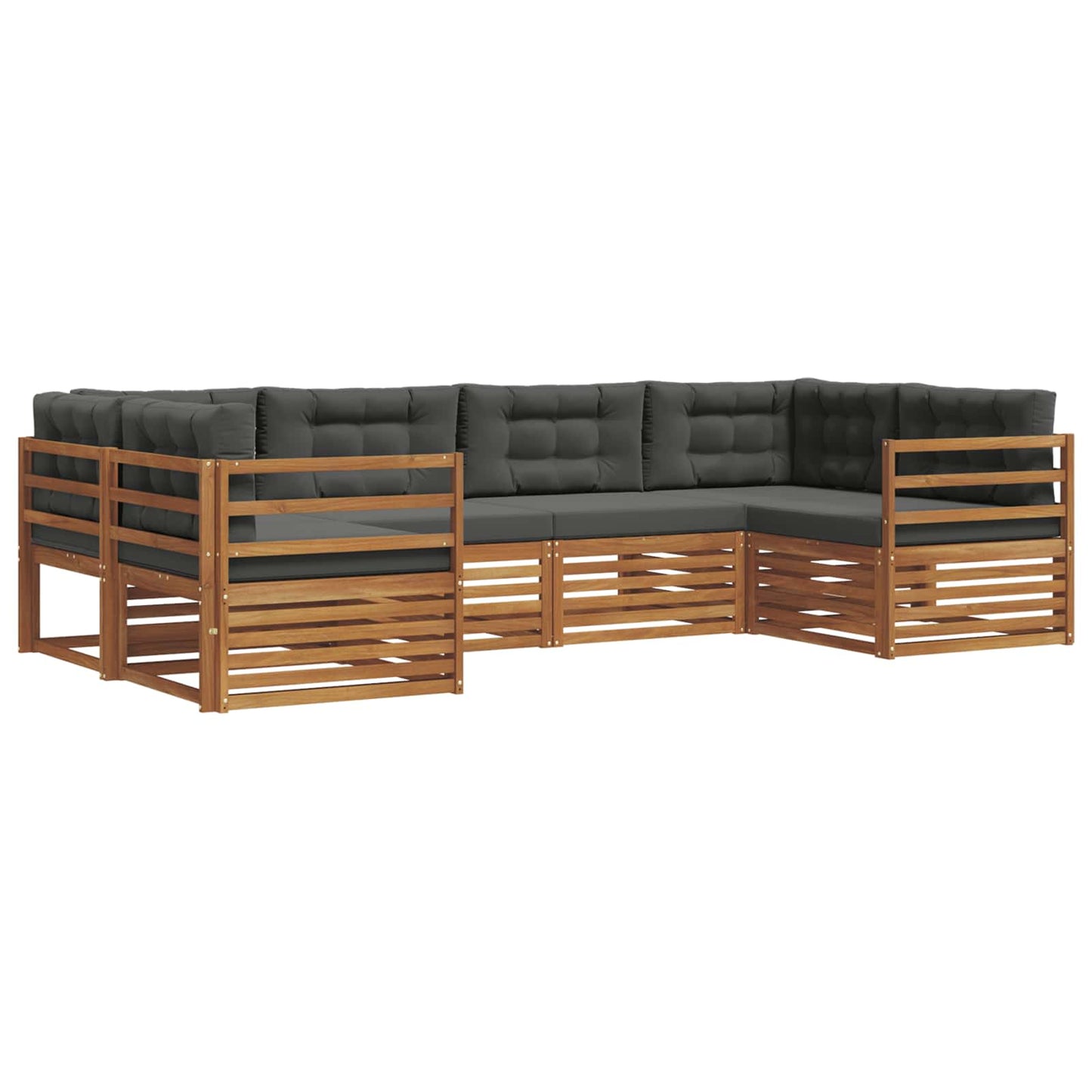 vidaXL Σειρά Καναπέ Εξωτερικού με μαξιλάρι 6 pcs Φυσικό και Ανθρακί