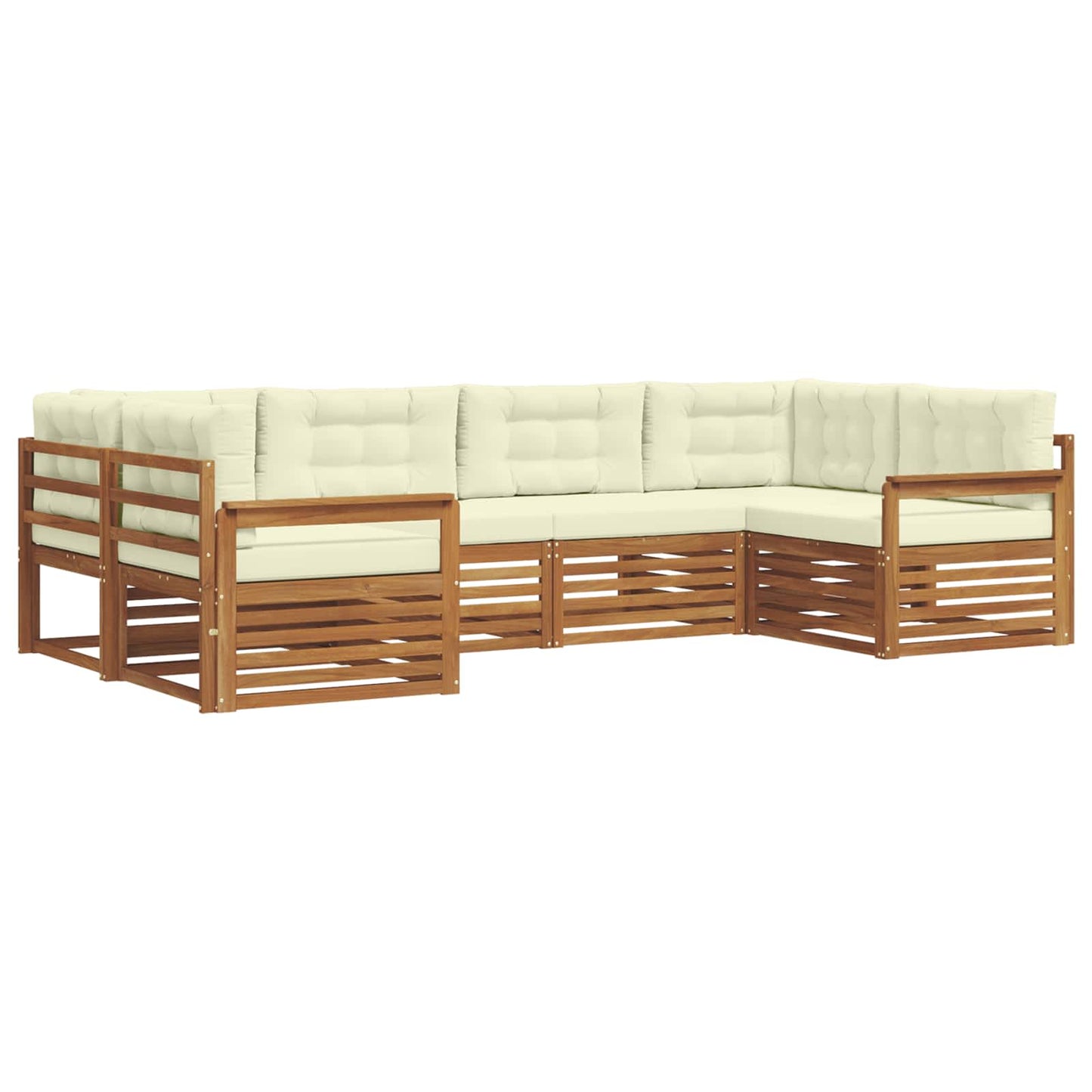 vidaXL Σειρά Καναπέ Εξωτερικού με μαξιλάρι 6 pcs Φυσικό και Κρέμα