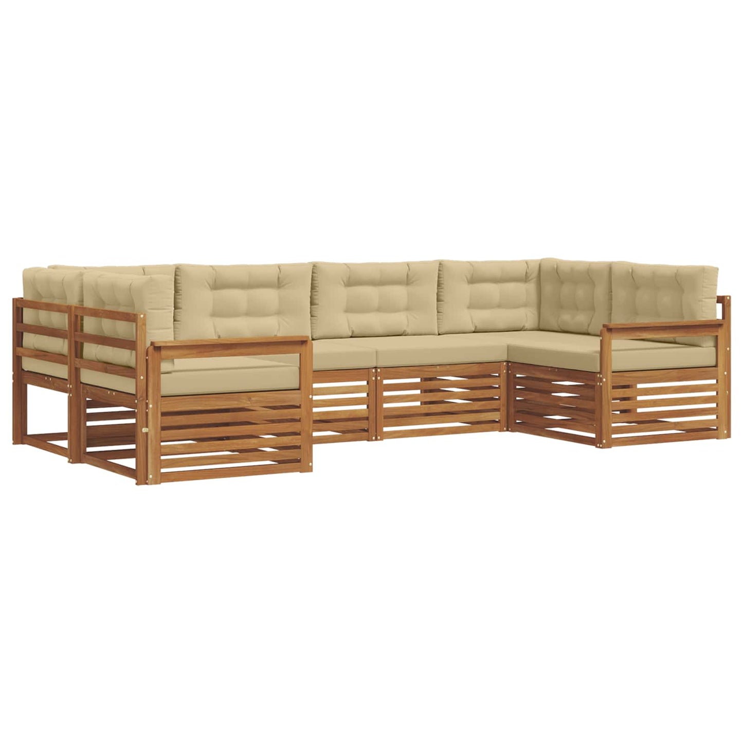 vidaXL Σειρά Καναπέ Εξωτερικού με μαξιλάρι 6 pcs Φυσικό και Μπεζ