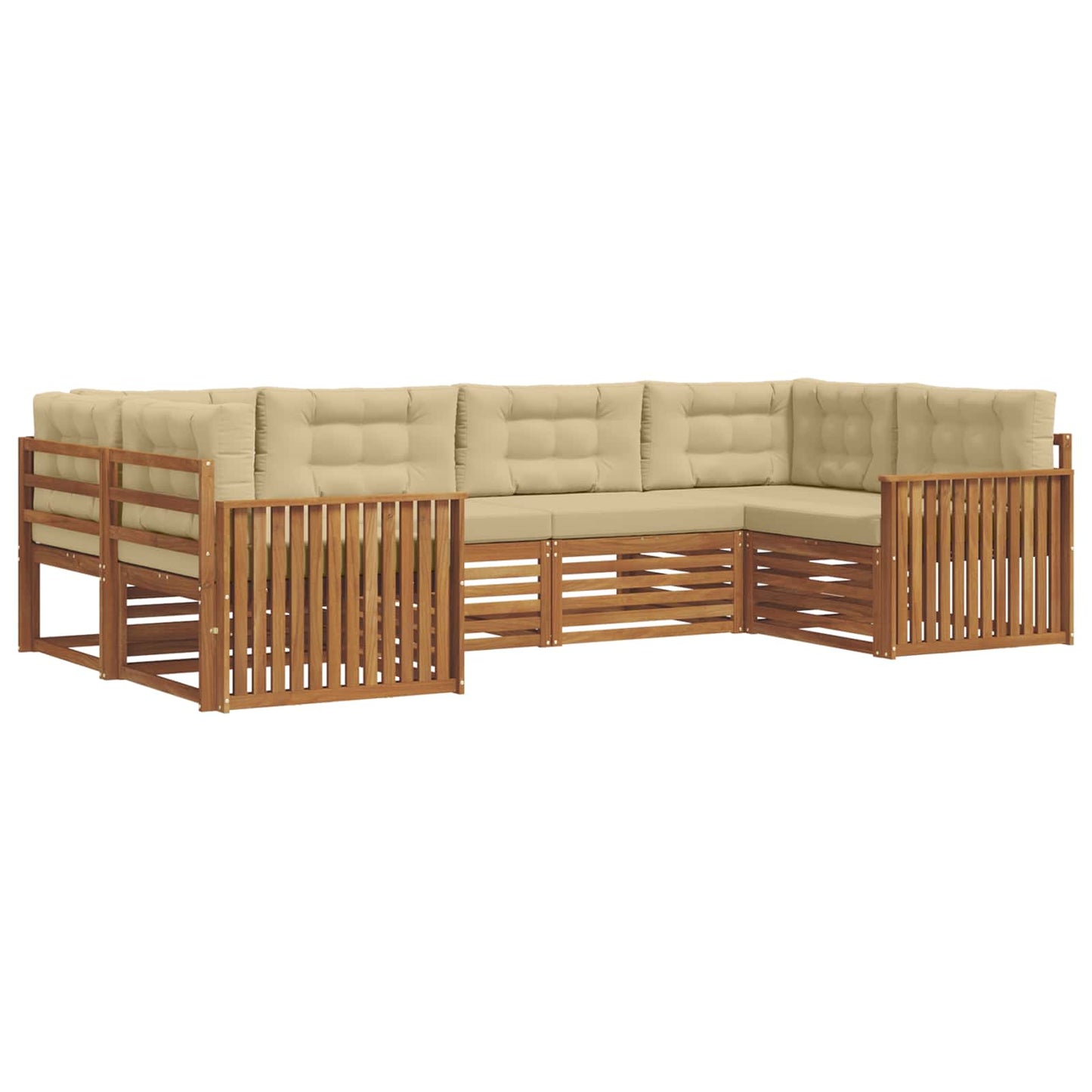 vidaXL Σειρά Καναπέ Εξωτερικού με μαξιλάρι 6 pcs Φυσικό και Μπεζ