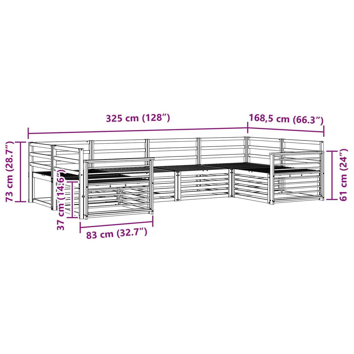 vidaXL Σετ Καναπέ 6 pcs Φυσικό Στερεό Ξύλο Ακακίας