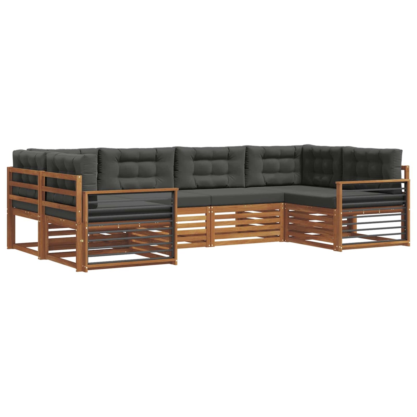 vidaXL Σειρά Καναπέ Εξωτερικού με μαξιλάρι 6 pcs Φυσικό και Ανθρακί